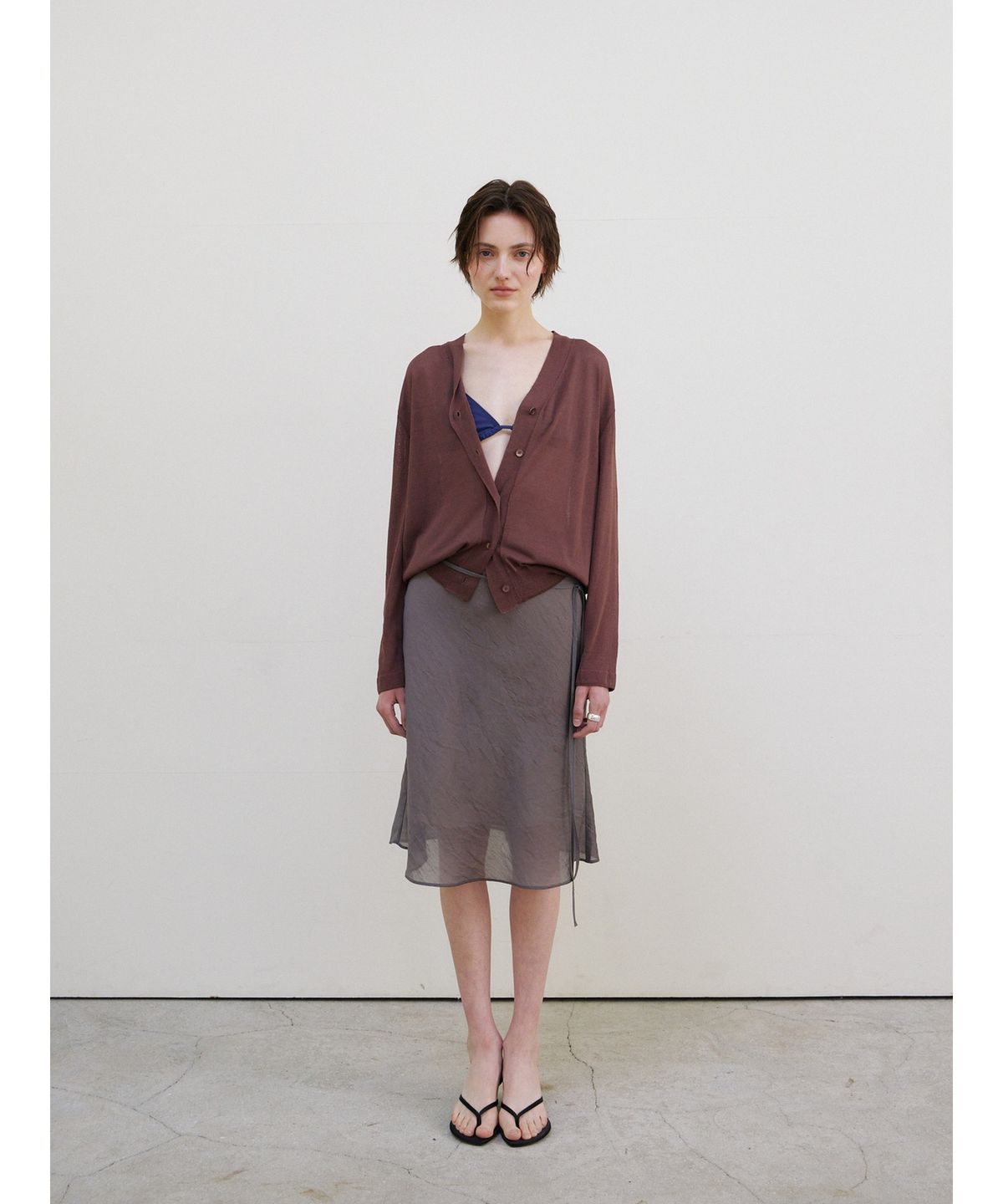 닌닛(NINNIT) Summer sheer cardigan (BROWN)