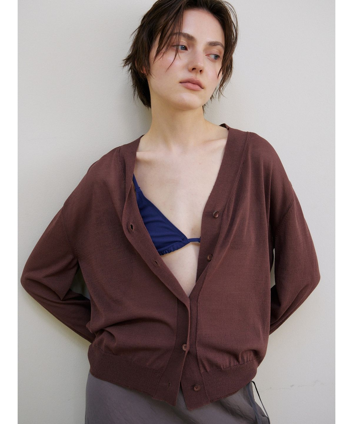 닌닛(NINNIT) Summer sheer cardigan (BROWN)