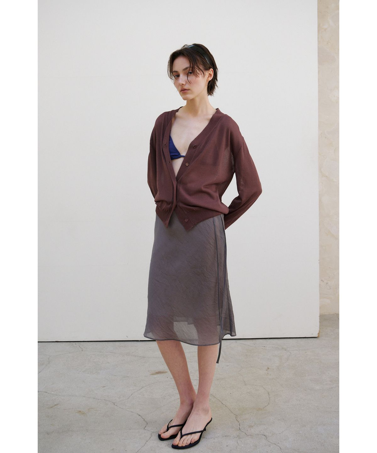 닌닛(NINNIT) Summer sheer cardigan (BROWN)