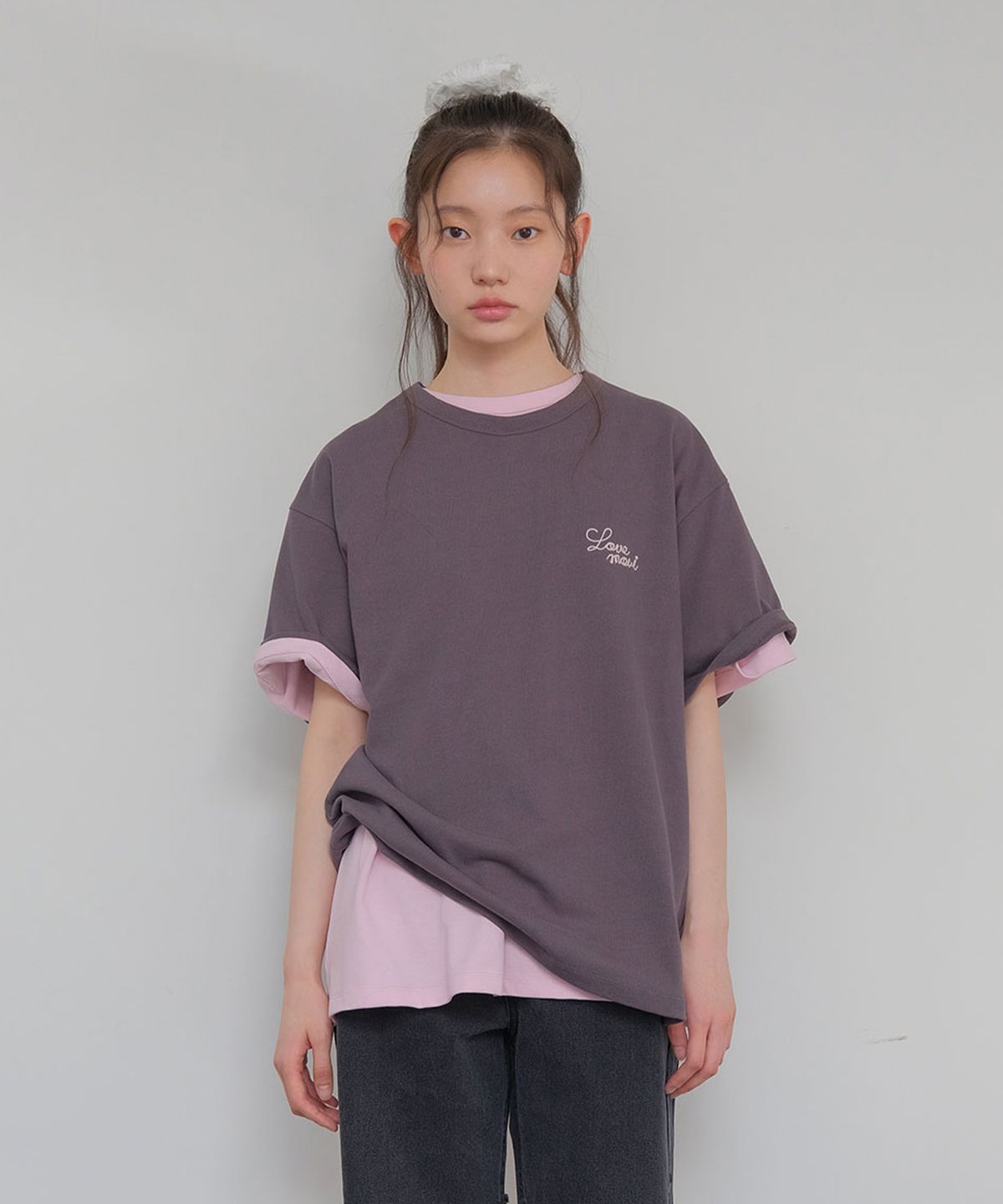 모의(MOUI) Lettering T shirt (PINK)
