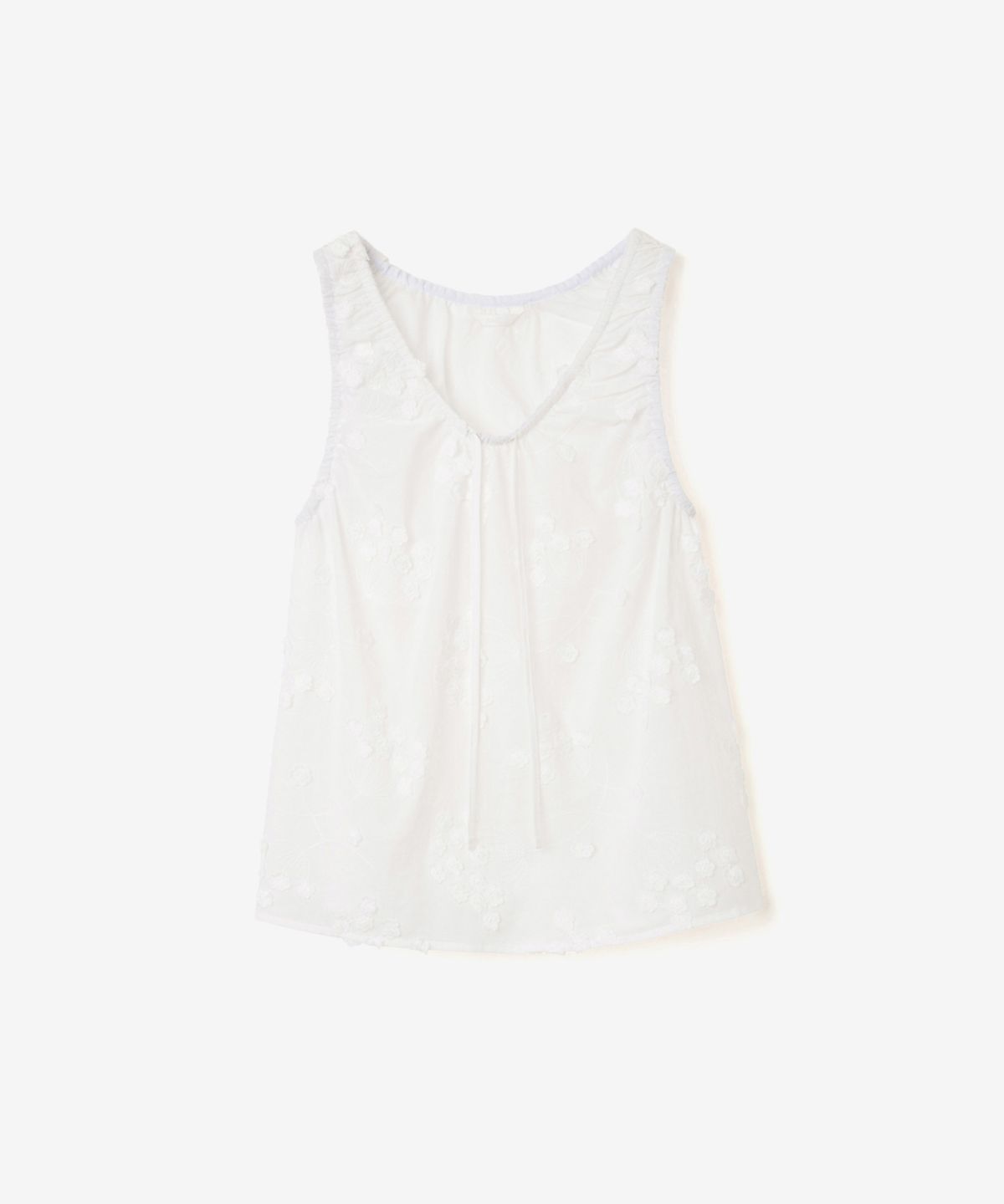 이어닝(YEARNING) FLORAL EMBROIDERED LACE SLEEVELESS, WHITE