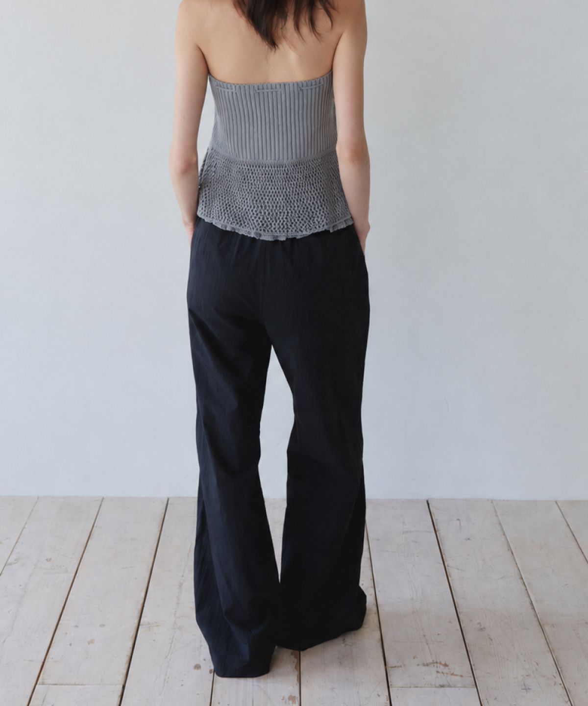 이어닝(YEARNING) EASY STRING COTTON PANTS, BLACK
