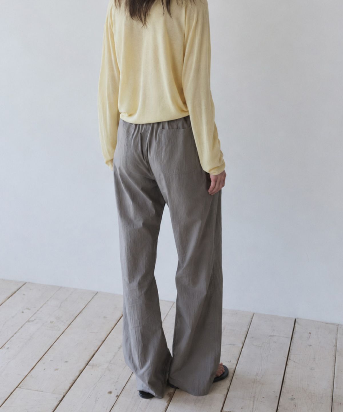 이어닝(YEARNING) EASY STRING COTTON PANTS, SAND BROWN