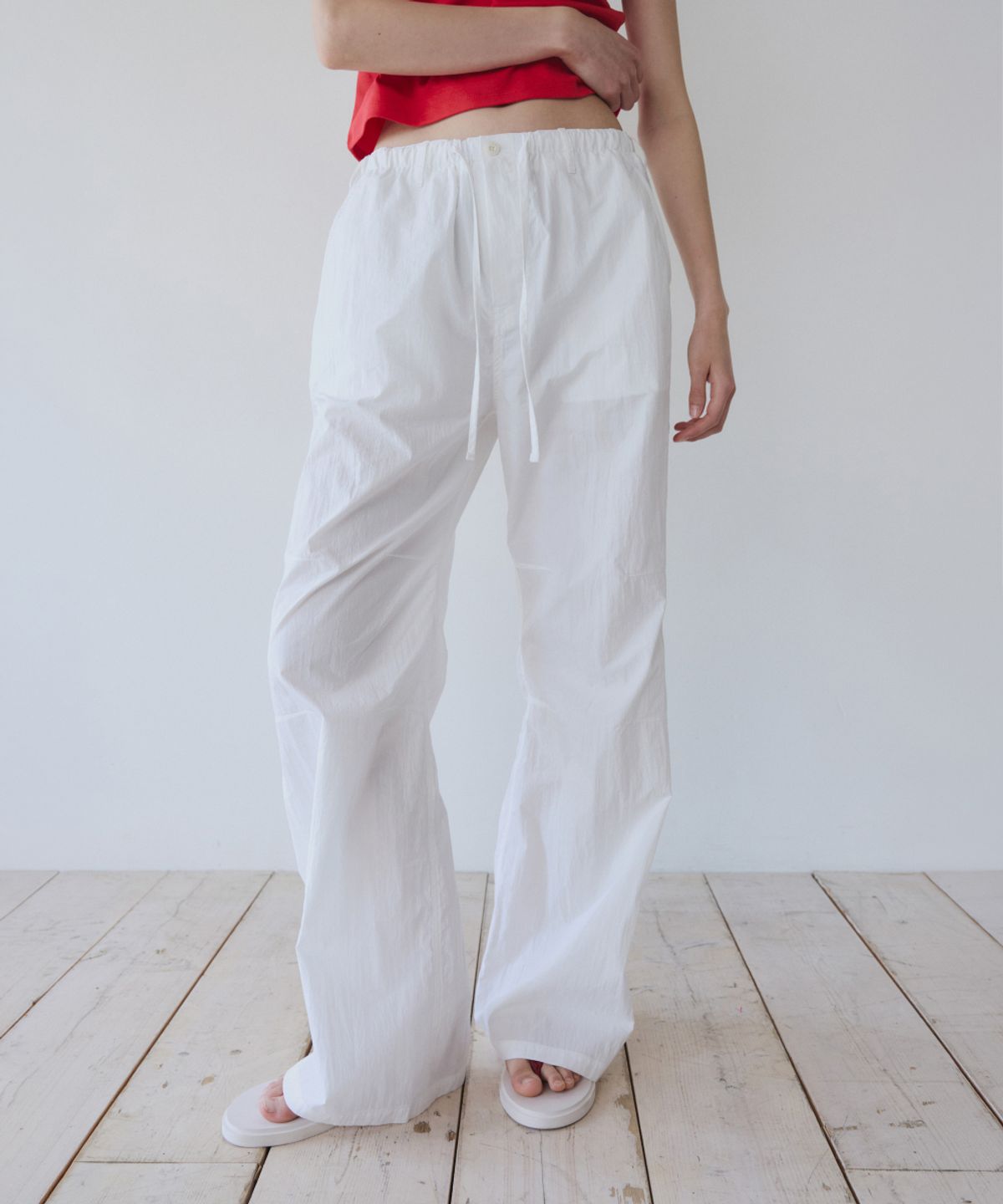 이어닝(YEARNING) EASY STRING COTTON PANTS, WHITE