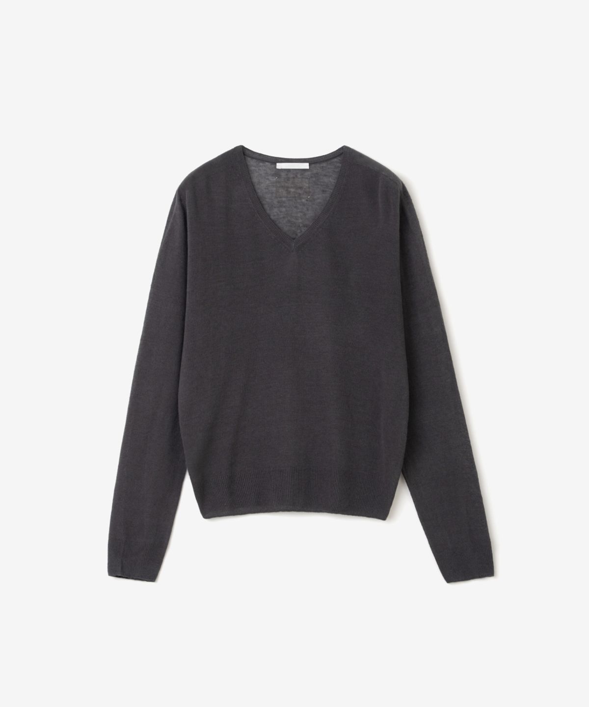 이어닝(YEARNING) LIGHT LINEN V-NECK SUMMER KNIT, CHARCOAL