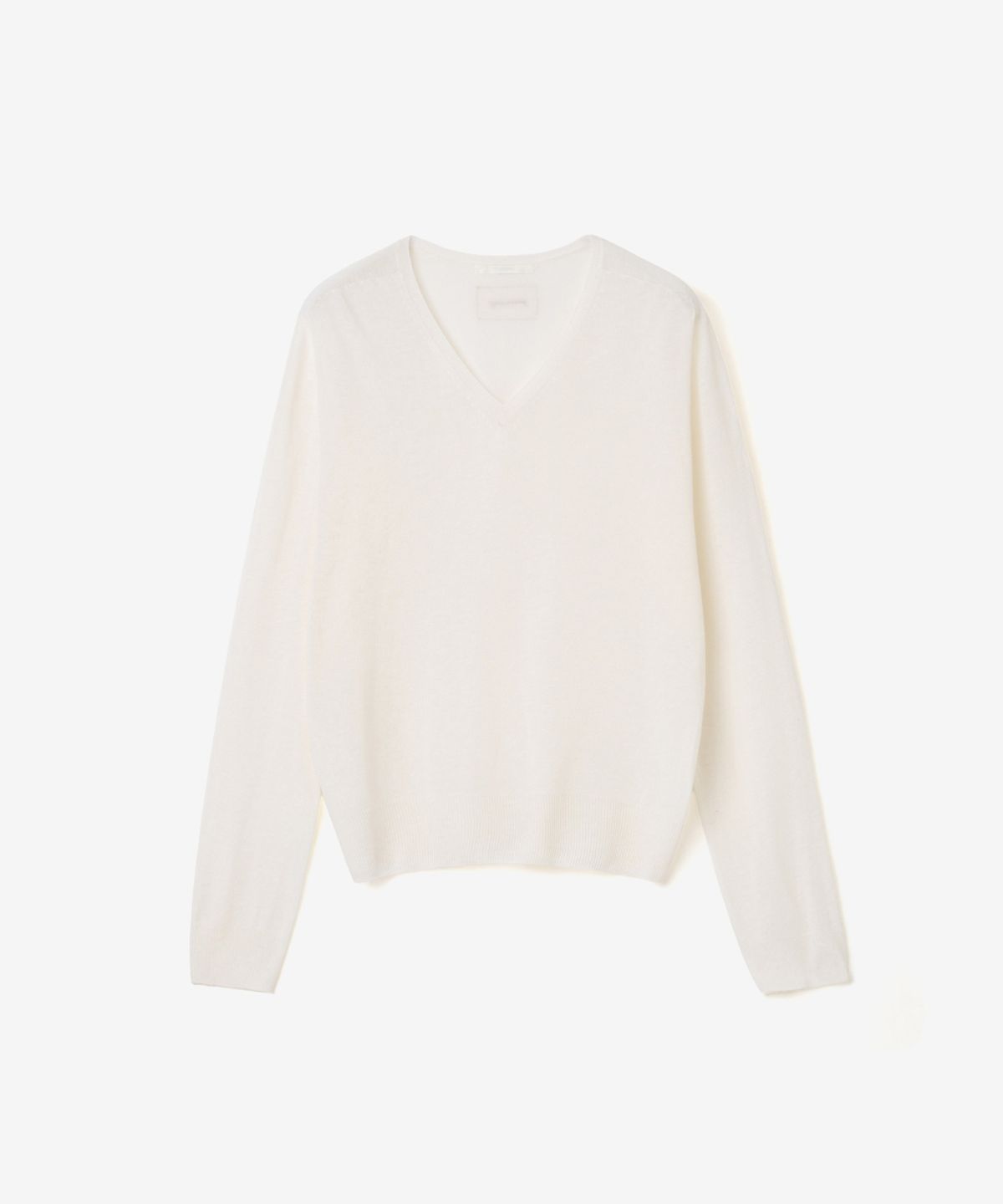 이어닝(YEARNING) LIGHT LINEN V-NECK SUMMER KNIT, IVORY
