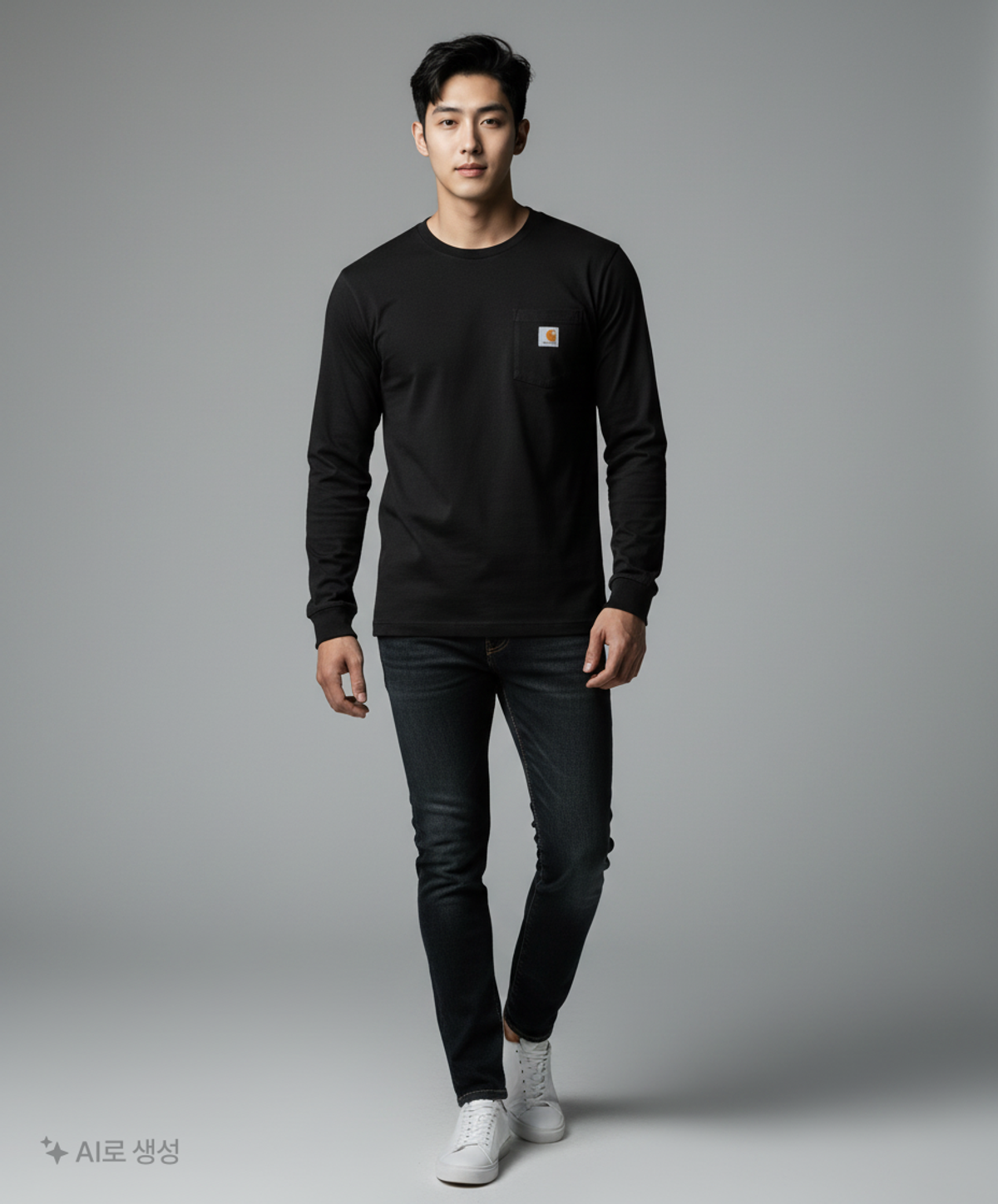 칼하트(CARHARTT) 롱 슬리브 포켓 긴팔티 공용 티셔츠 블랙 K126-BLK L