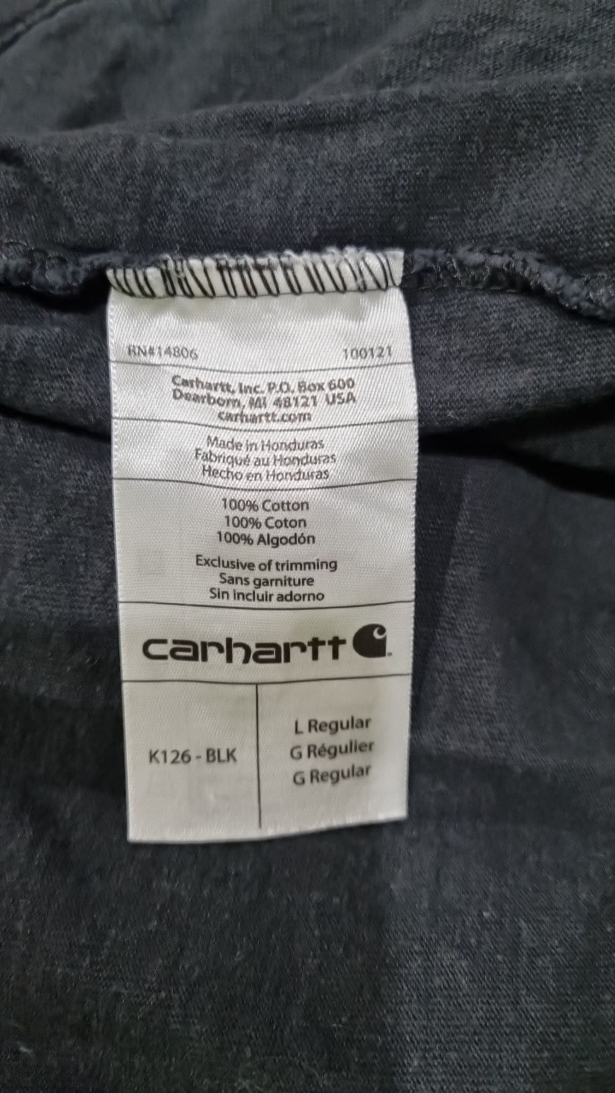 칼하트(CARHARTT) 롱 슬리브 포켓 긴팔티 공용 티셔츠 블랙 K126-BLK L