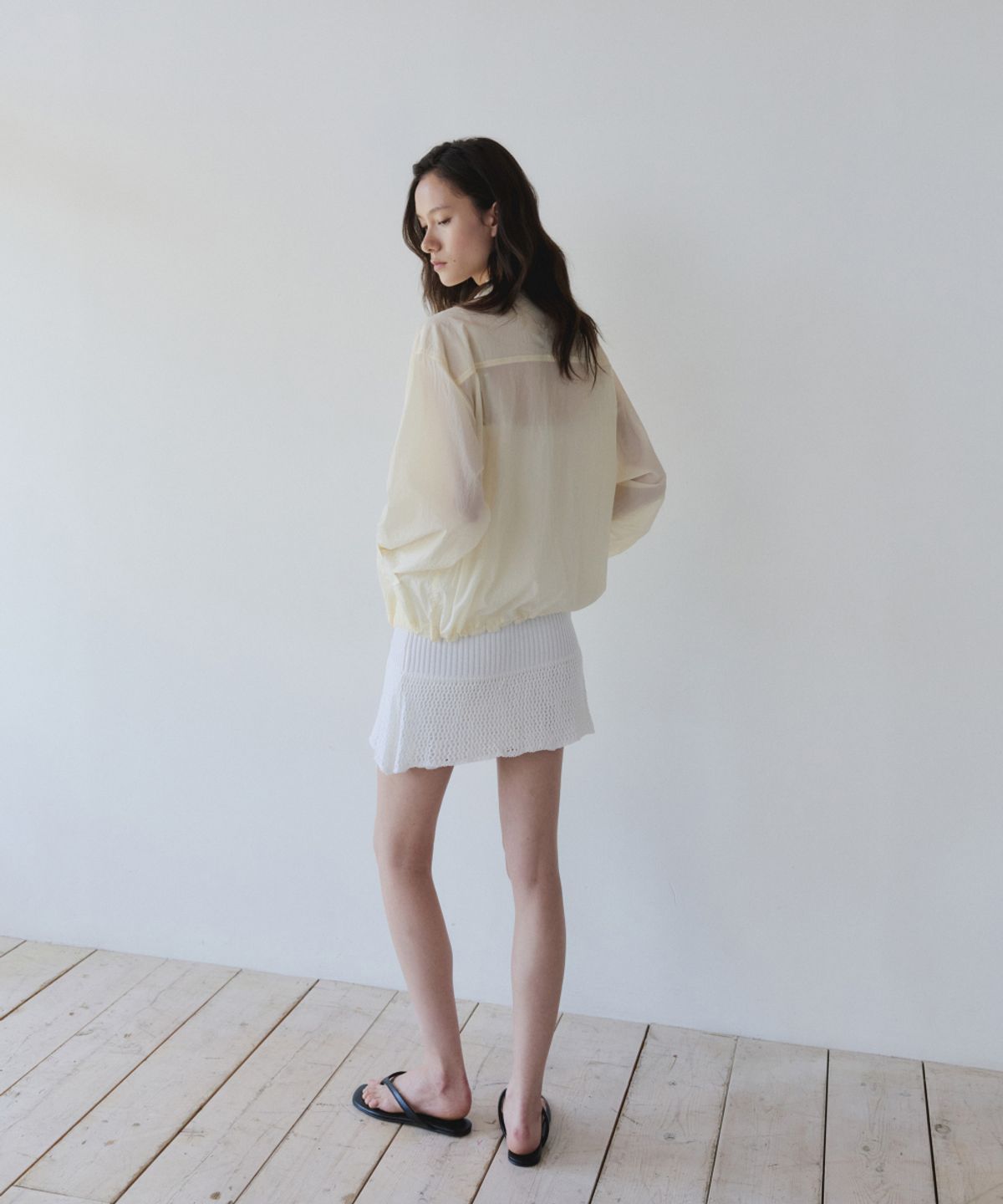 이어닝(YEARNING) SHEER LIGHTWEIGHT ZIP-UP, BUTTER