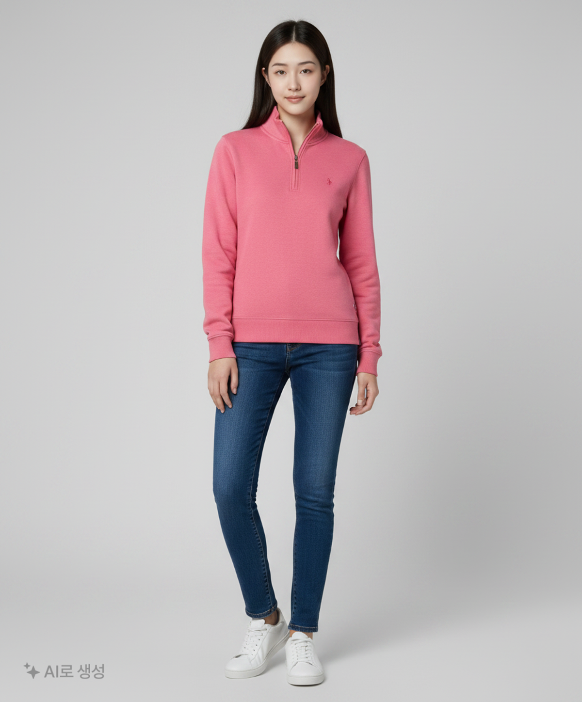 유에스 폴로 어신(USPOLOASSN) 프렌치립 하프넥 여성_딥핑크 S