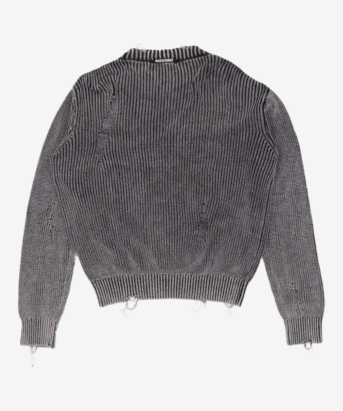 메종미네드(MAISON MINED) DAMAGE COLOUR DYE CARDIGAN DARK GREY M