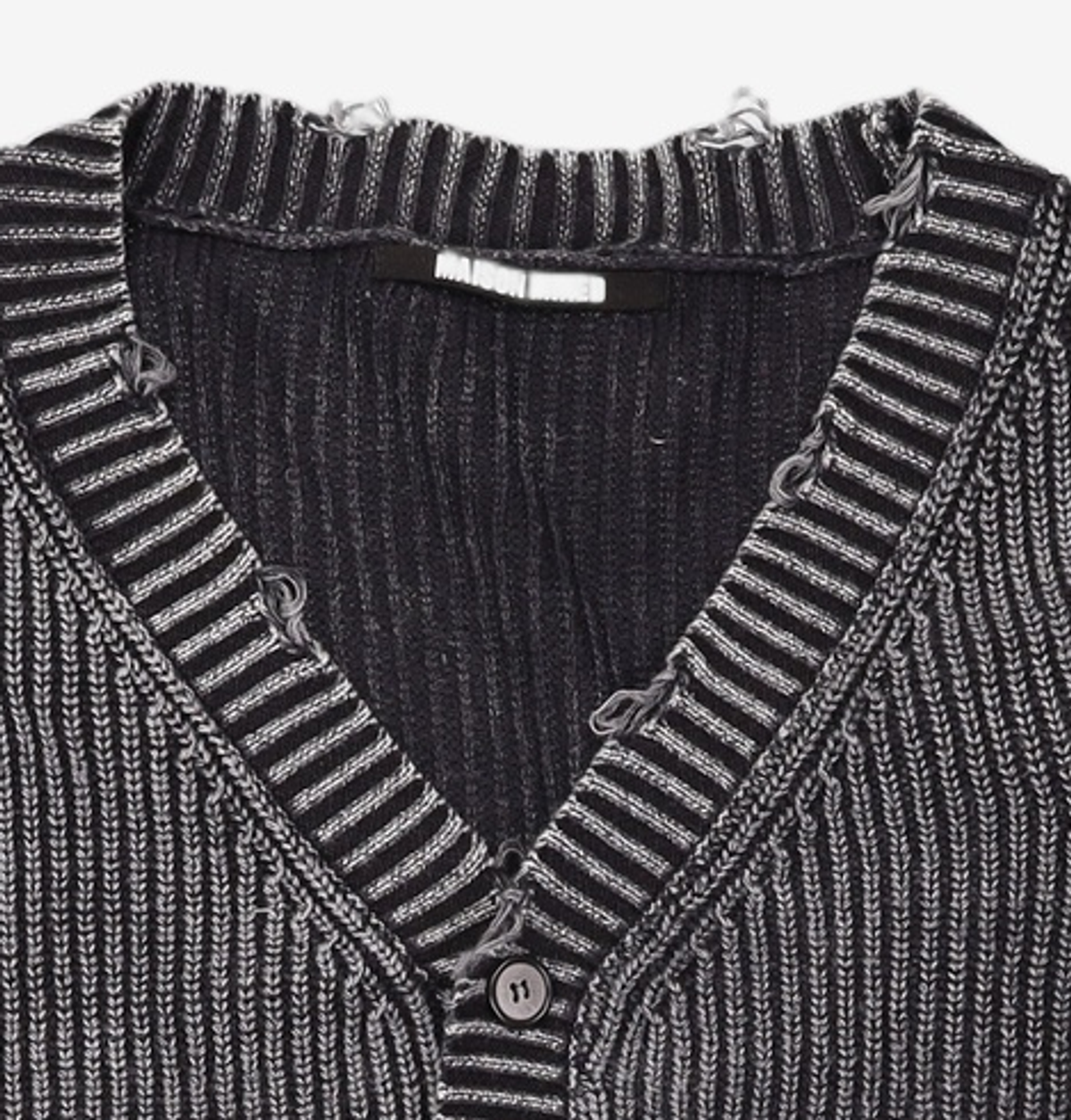 메종미네드(MAISON MINED) DAMAGE COLOUR DYE CARDIGAN DARK GREY M