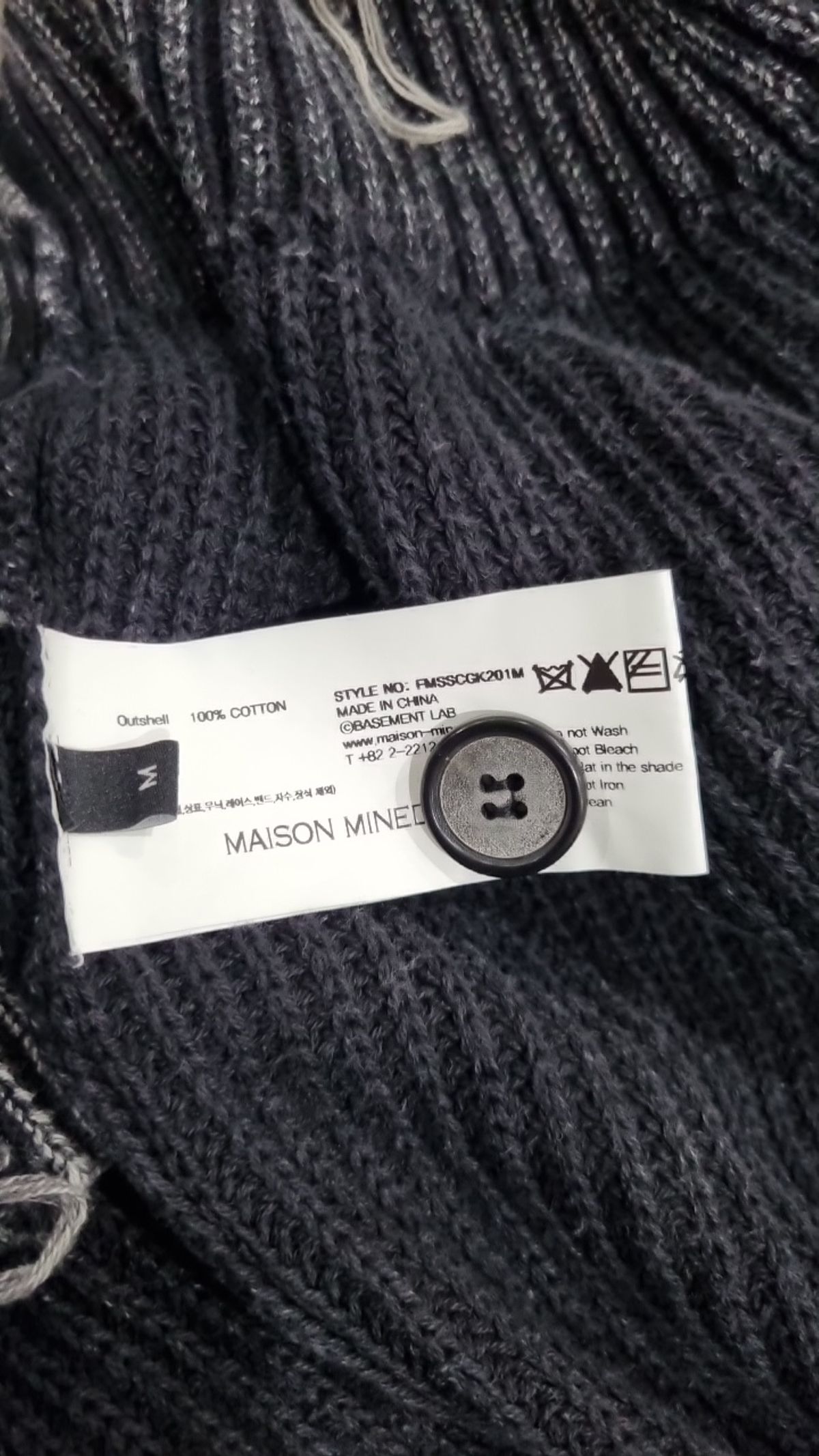 메종미네드(MAISON MINED) DAMAGE COLOUR DYE CARDIGAN DARK GREY M