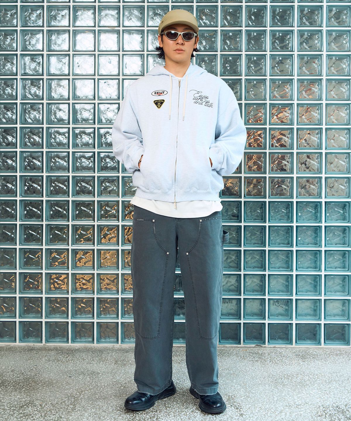 이우트(EEUT) EEUT PATCH SWEAT ZIP-UP / MELANGE WHITE