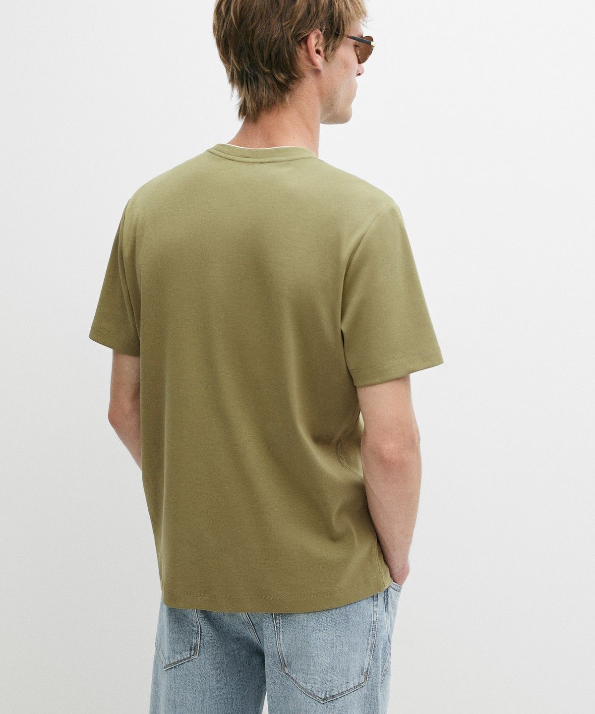 마시모두띠(MASSIMO DUTTI) 100% 코튼 더블 넥라인 티셔츠
