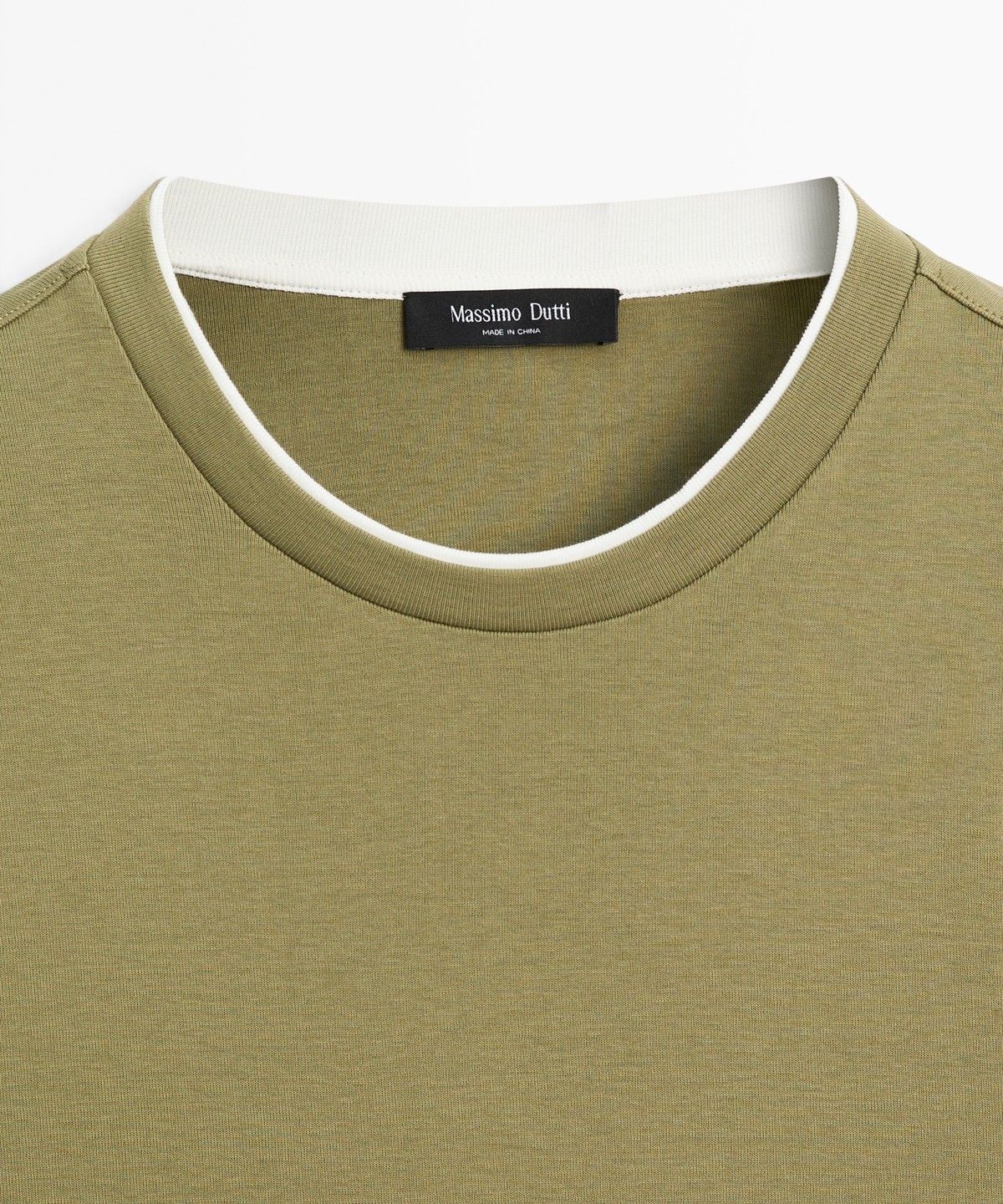 마시모두띠(MASSIMO DUTTI) 100% 코튼 더블 넥라인 티셔츠