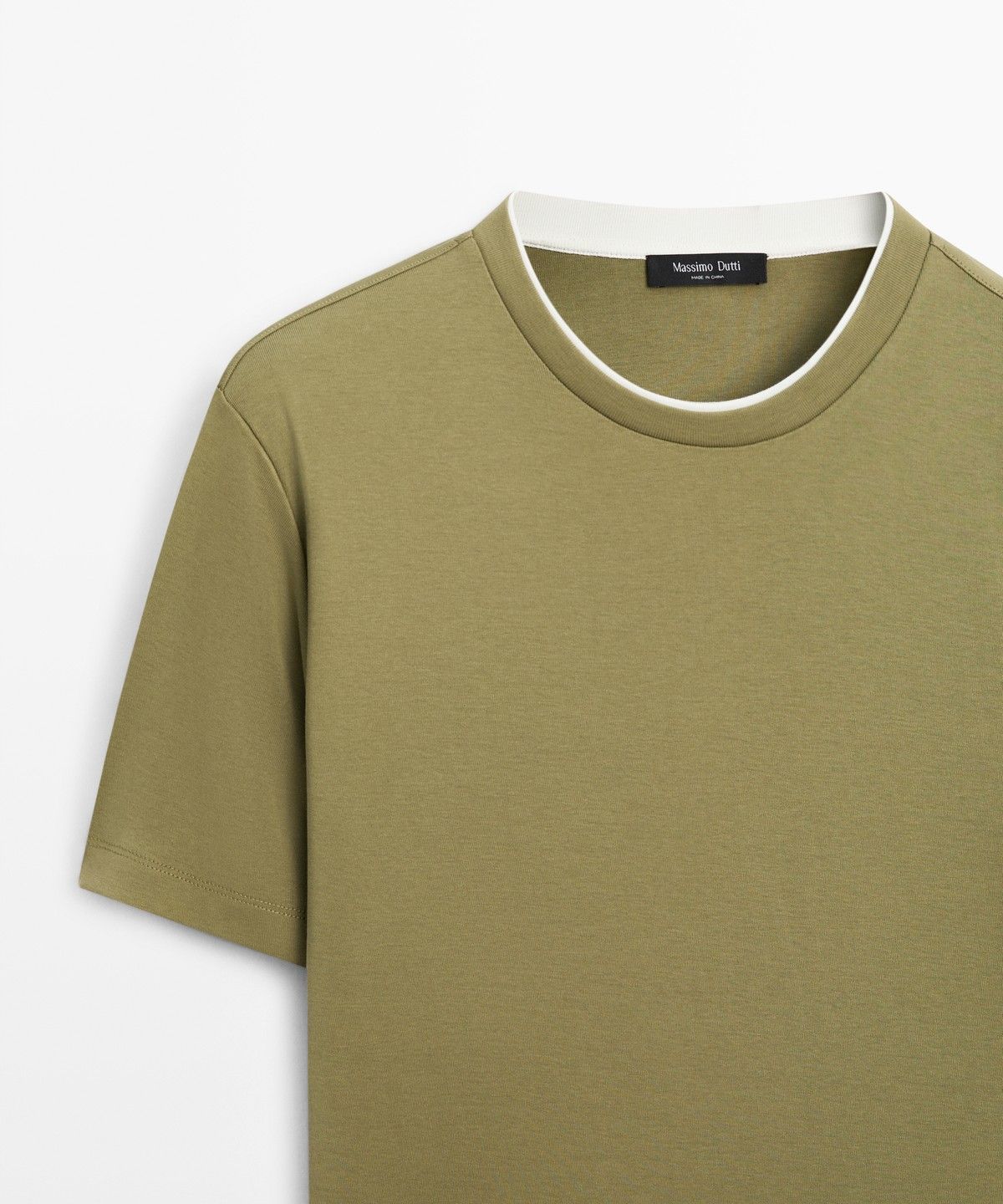 마시모두띠(MASSIMO DUTTI) 100% 코튼 더블 넥라인 티셔츠
