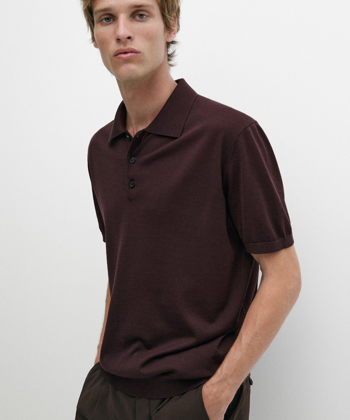마시모두띠(MASSIMO DUTTI) 울 블렌드 니트 폴로