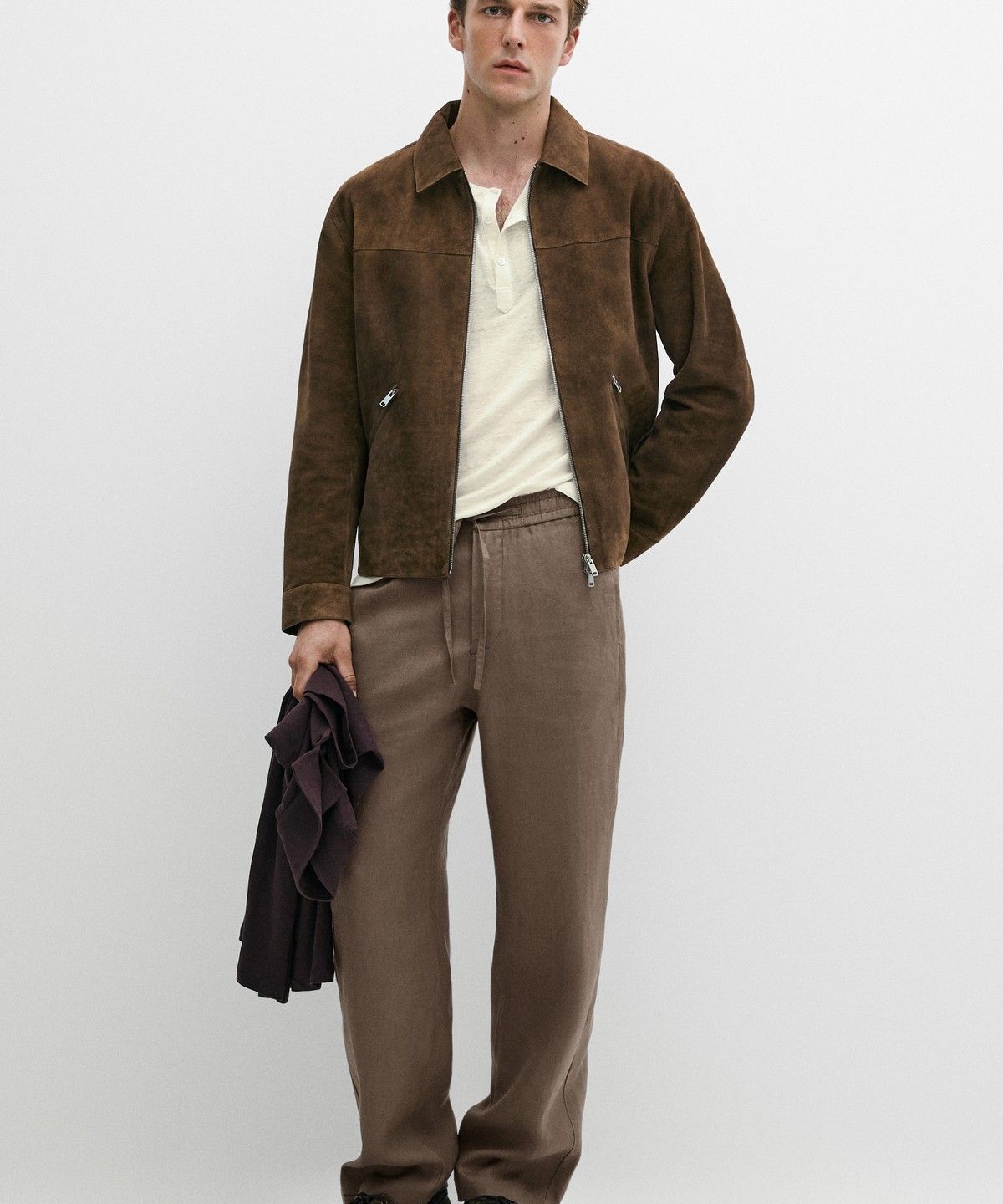 마시모두띠(MASSIMO DUTTI) 스웨이드 레더 지퍼 자켓