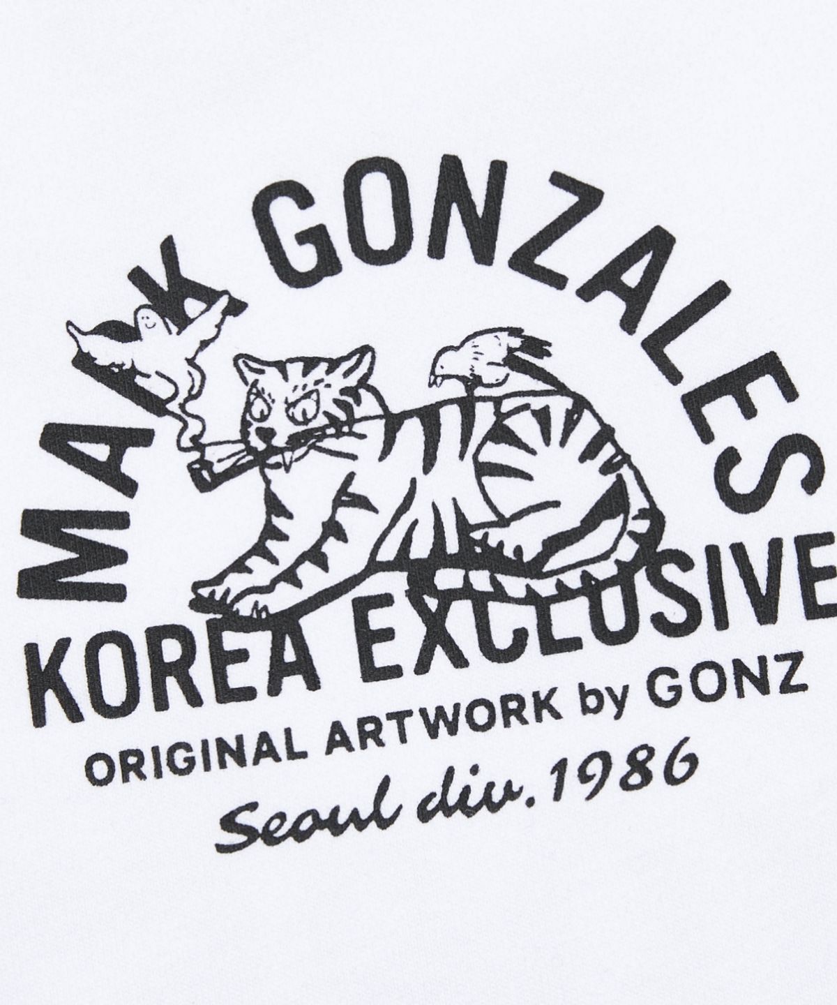 마크곤잘레스(MARK GONZALES) 코리아 에디션 스모킹 타이거 반팔티셔츠 - WHITE