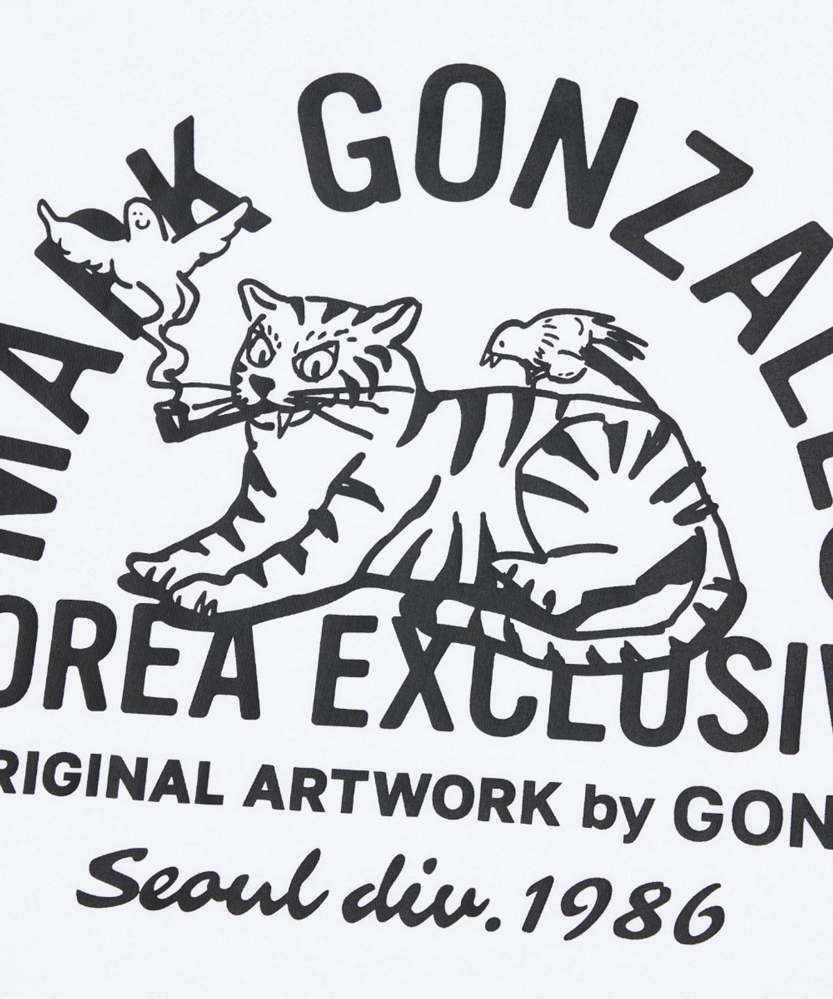마크곤잘레스(MARK GONZALES) 코리아 에디션 스모킹 타이거 반팔티셔츠 - WHITE