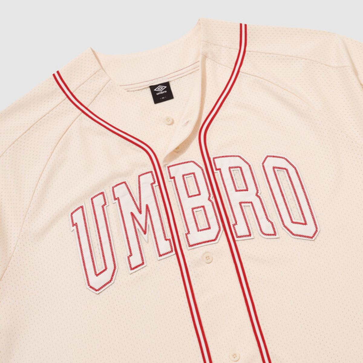 엄브로(UMBRO) 챈트 메쉬 베이스볼 반팔 저지 아이보리 UR321CFT73