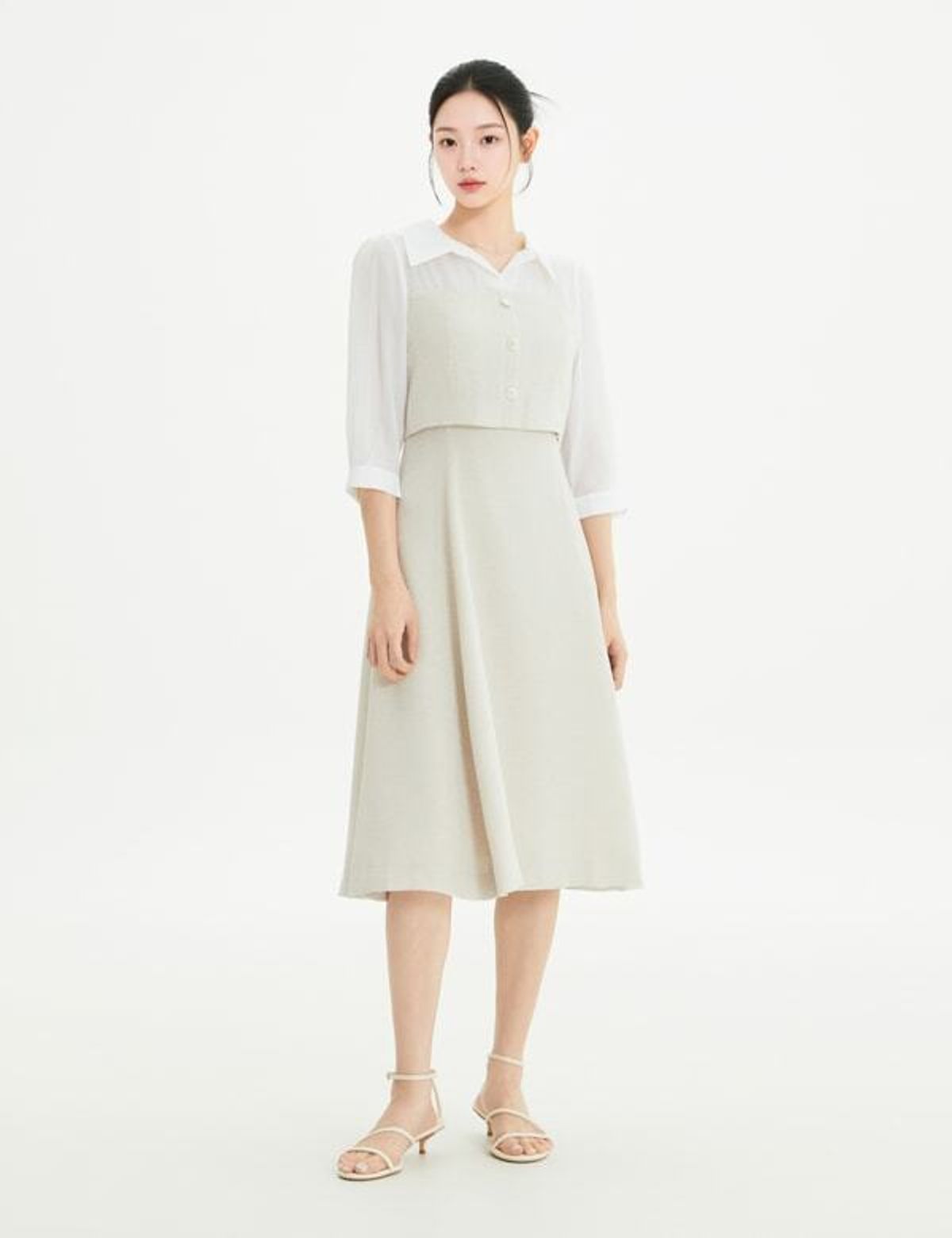 로엠(ROEM) 우븐매칭 2in1 롱 원피스 RMOWG38S12