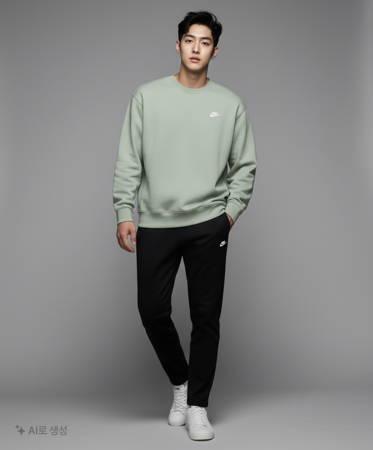 나이키(NIKE) 클럽 플리스 오버사이즈 프렌치 테리 크루 M - 제이드 호라이즌:화이트 / HJ1820-370 XL