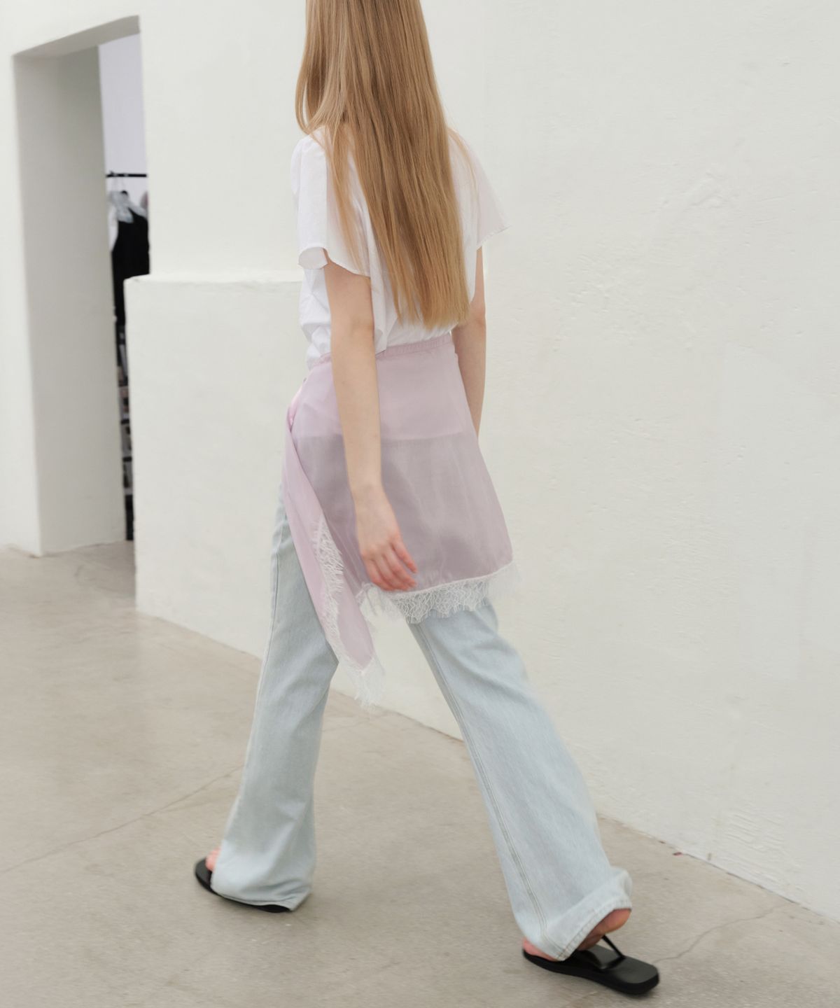 르바(LEVAR) Lace Layered Wrap Skirt - Mist Lavender
