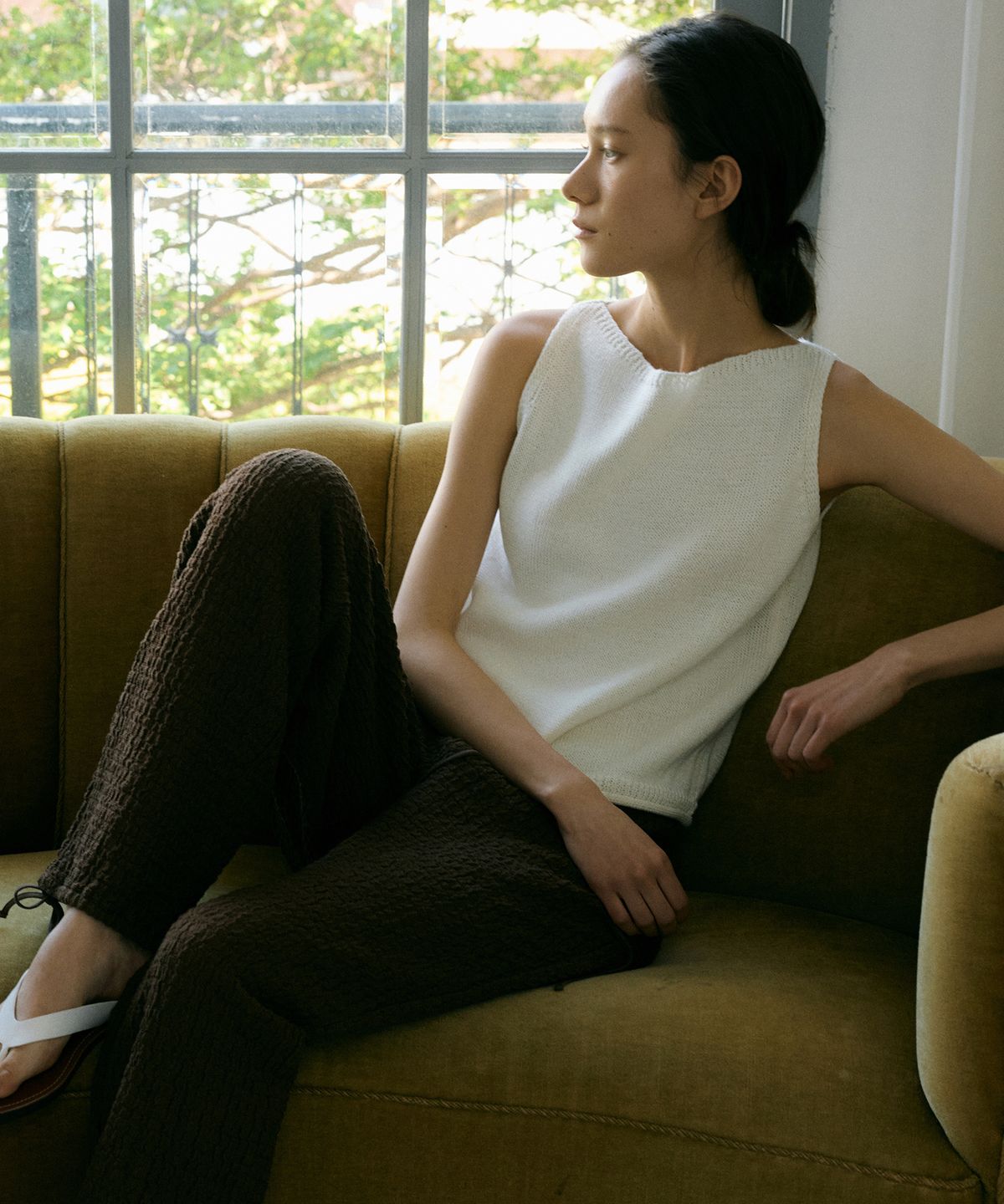 오떼뜨(OCTETTE) TEXTURE SAROUEL BANDING PANTS_2COLOR