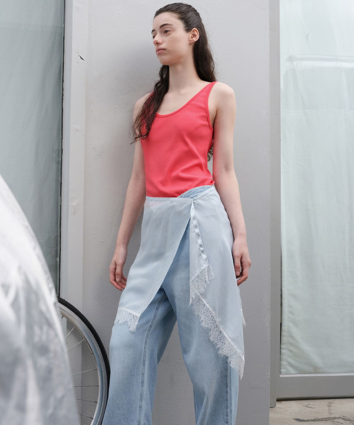 르바(LEVAR) Lace Layered Wrap Skirt - Irish Mint