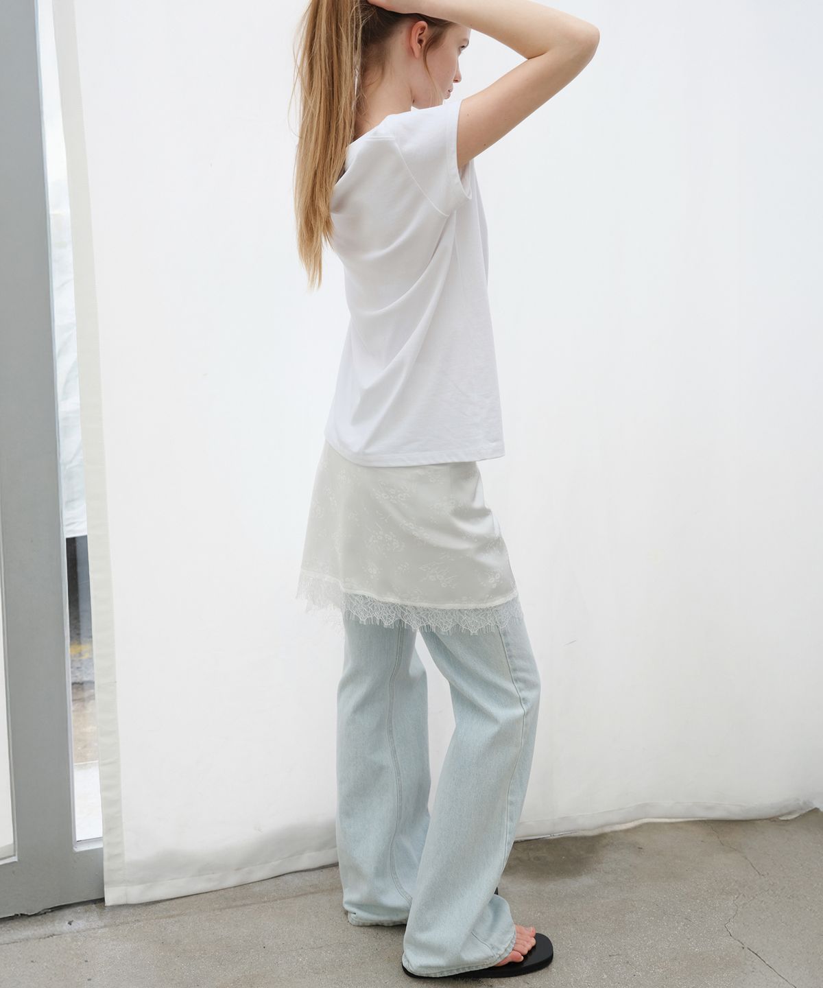 르바(LEVAR) Lace Layered Wrap Skirt - Snow White