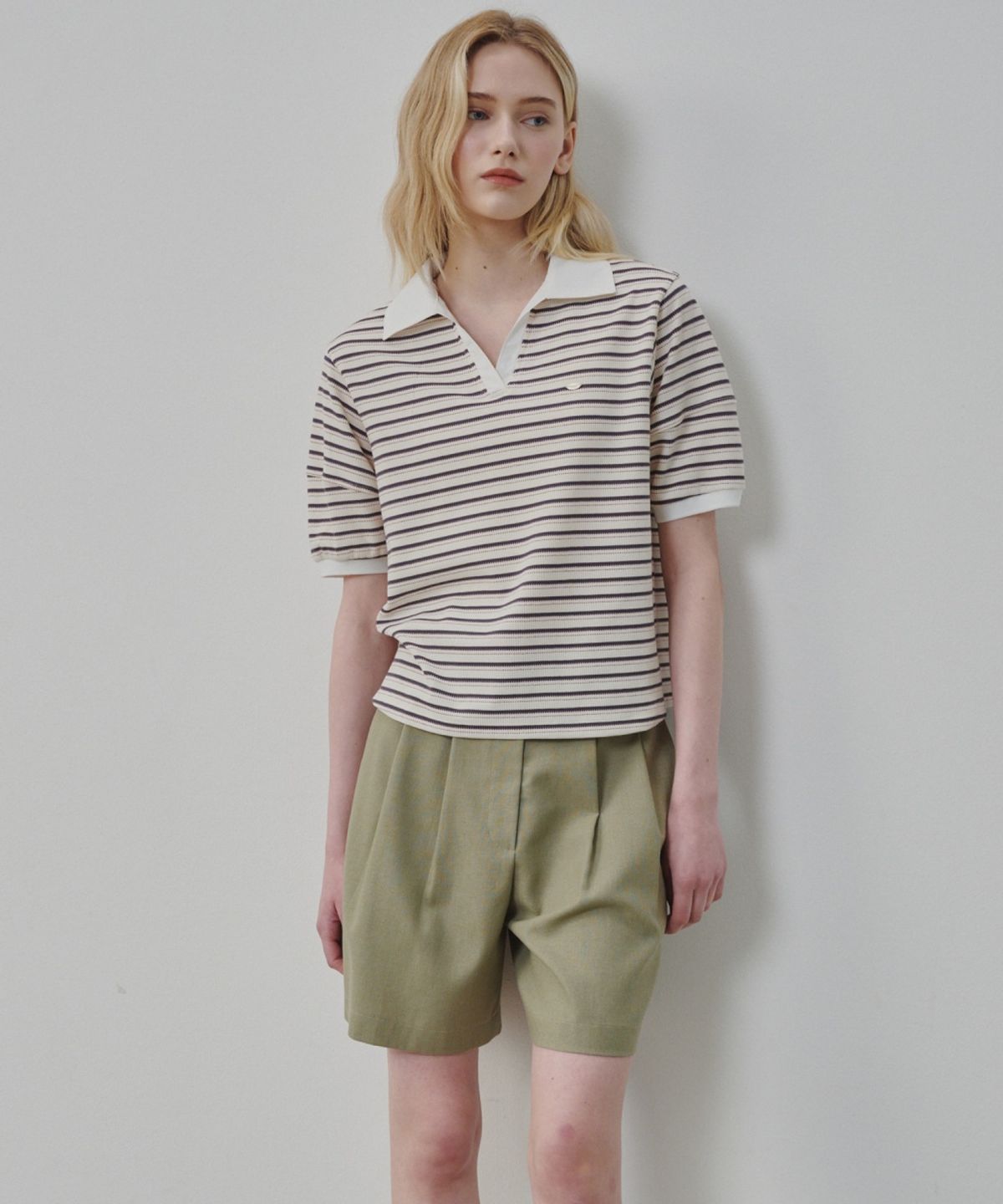 올리브 데 올리브(OLIVE DES OLIVE) 투턱 린넨 코튼 반바지 OH6ML5870