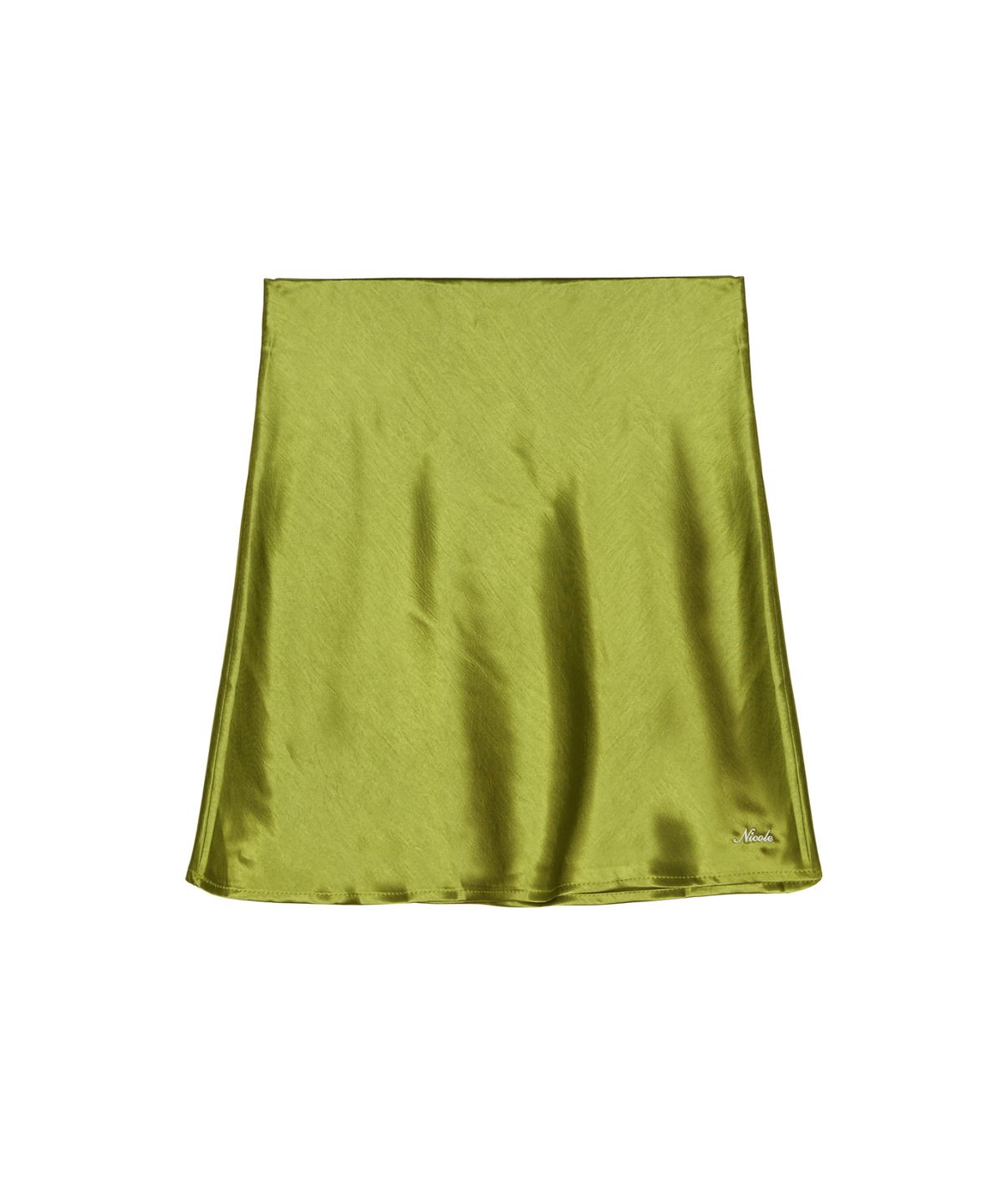 닉앤니콜(NICK&NICOLE) SATIN FLARE MIDI SKIRT_OLIVE