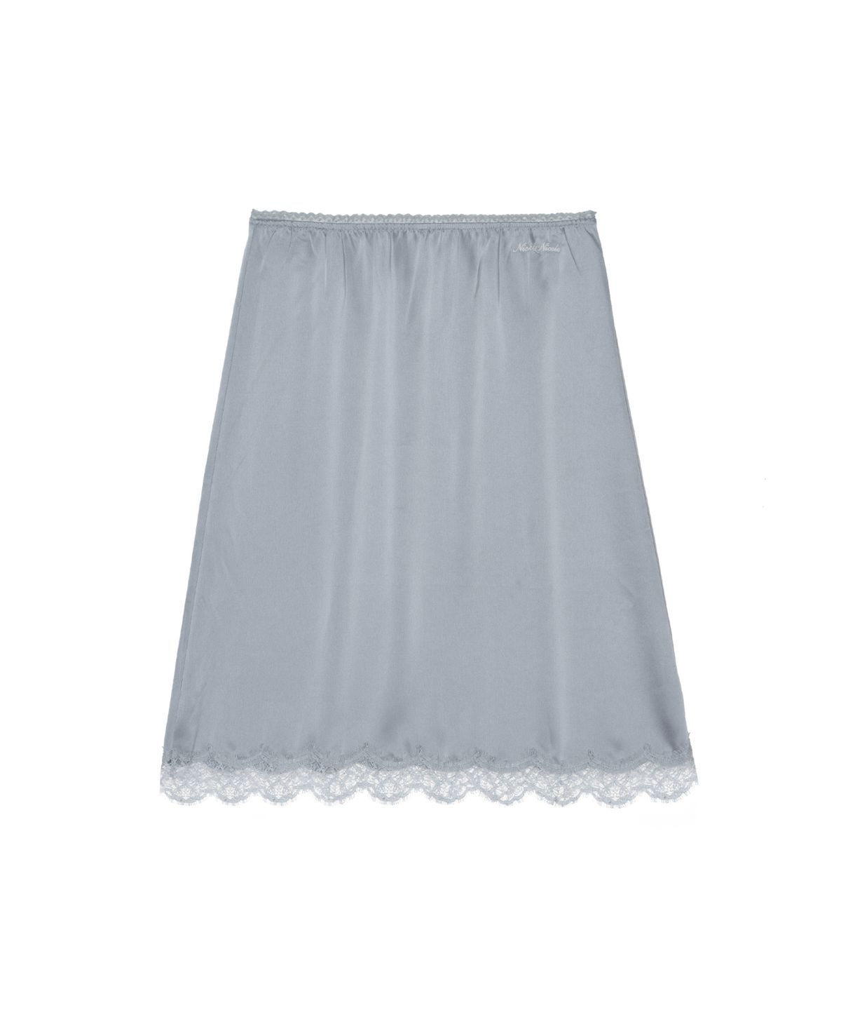 닉앤니콜(NICK&NICOLE) SATIN LACE LONG SKIRT_LIGHT GRAY