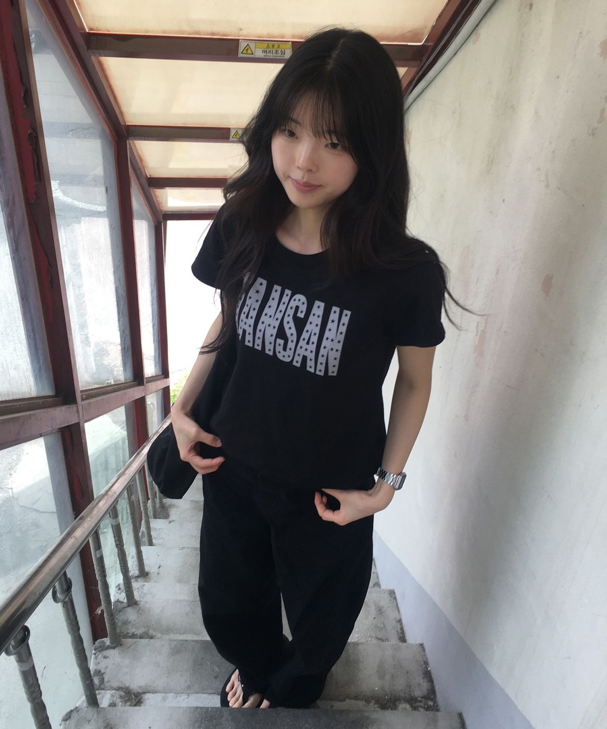 탄산마그네슘(TANSANMAGNESIUM) 탄산 스타 로고 티셔츠 (블랙)