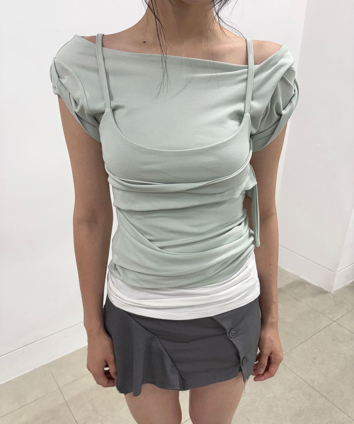 플레어업(FLAREUP) Layered Bustier T-Shirt (FL-108_Mint)