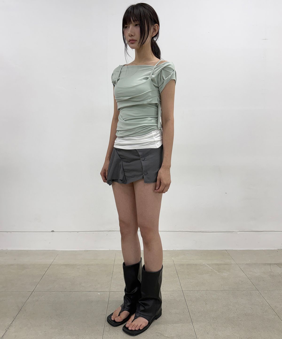 플레어업(FLAREUP) Layered Bustier T-Shirt (FL-108_Mint)