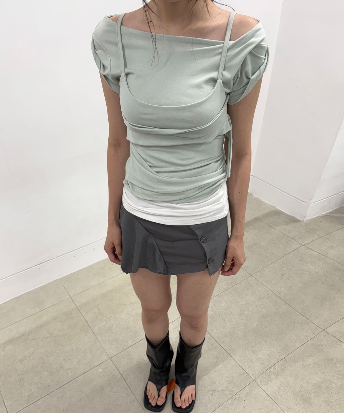 플레어업(FLAREUP) Layered Bustier T-Shirt (FL-108_Mint)
