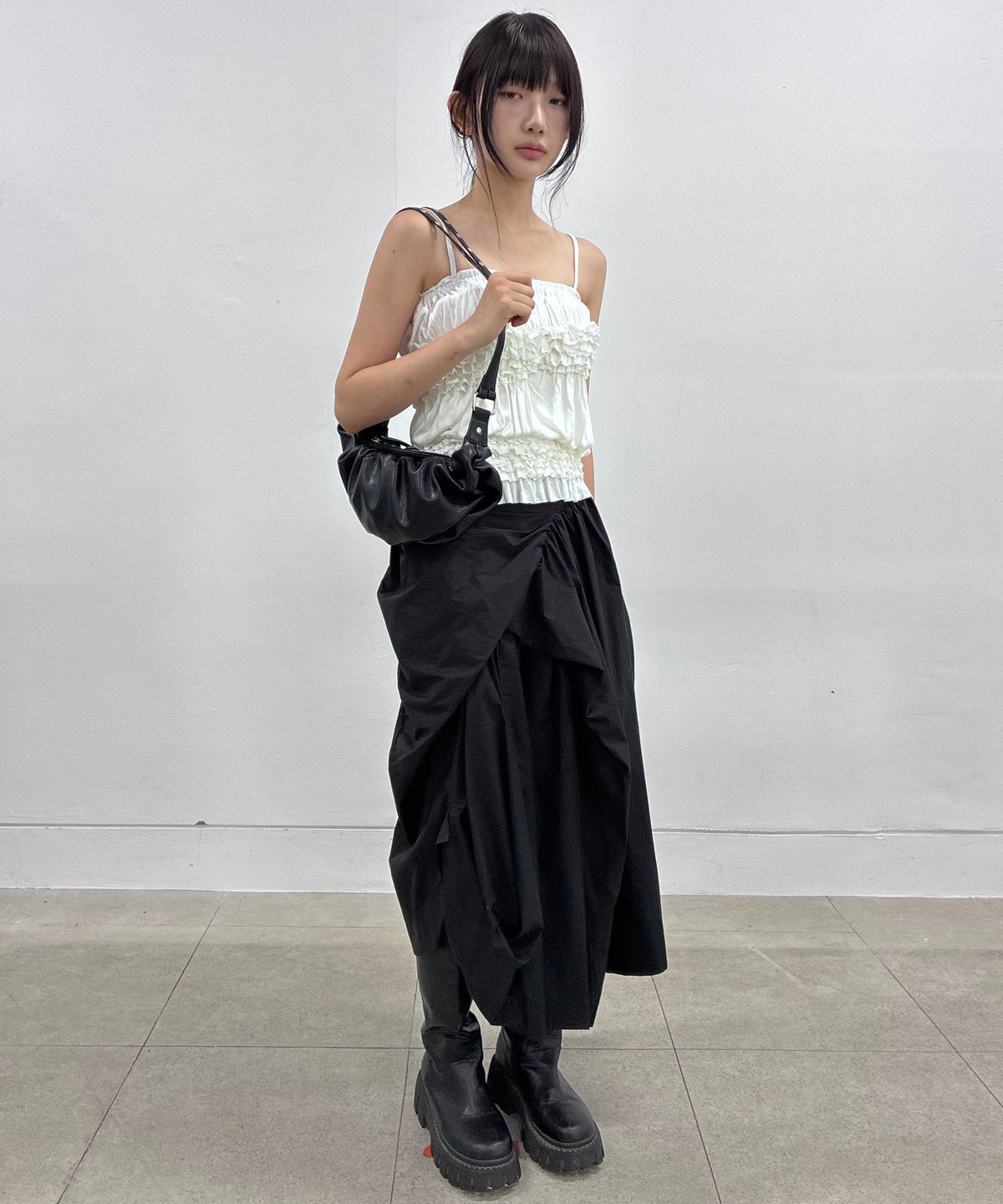 플레어업(FLAREUP) Draped Leather Bag (FL-745_Black)