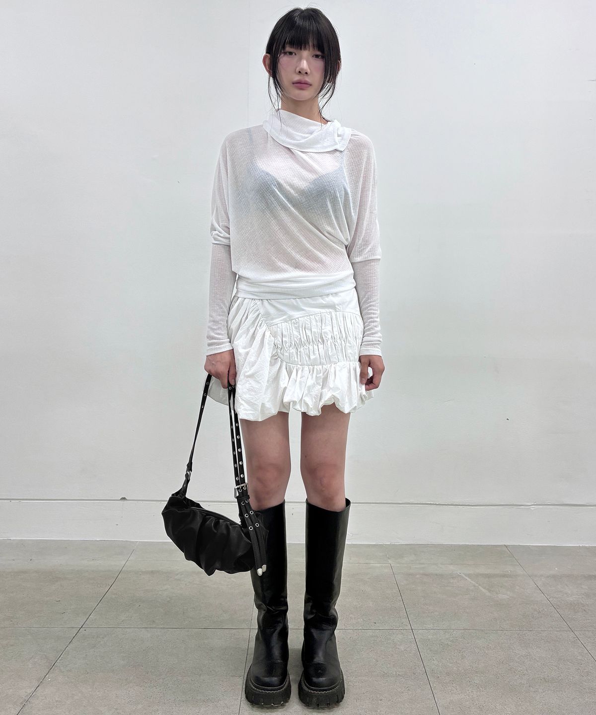 플레어업(FLAREUP) Draped Leather Bag (FL-745_Black)