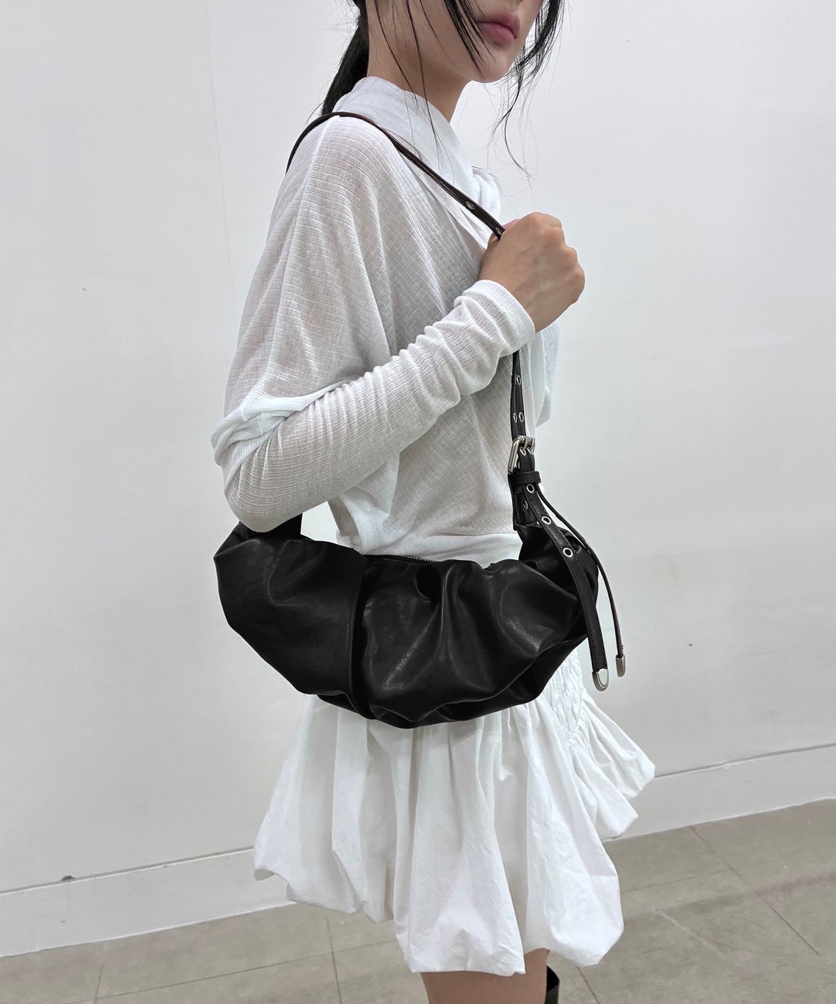 플레어업(FLAREUP) Draped Leather Bag (FL-745_Black)