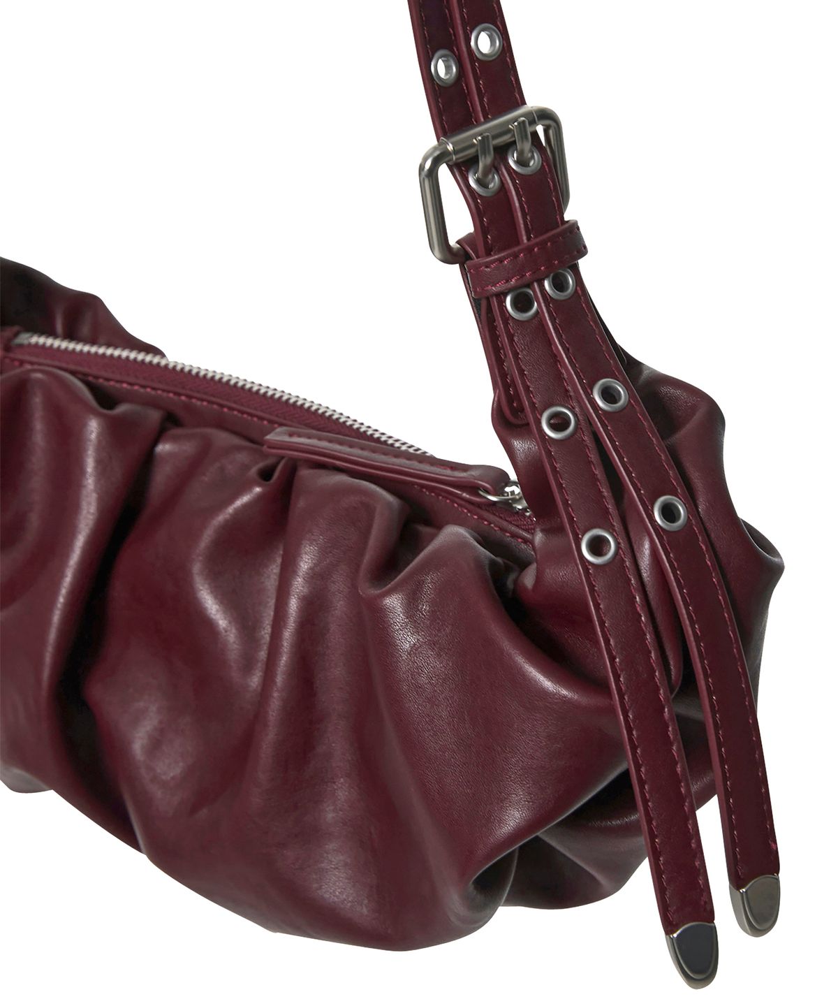 플레어업(FLAREUP) Draped Leather Bag (FL-745_Burgundy)