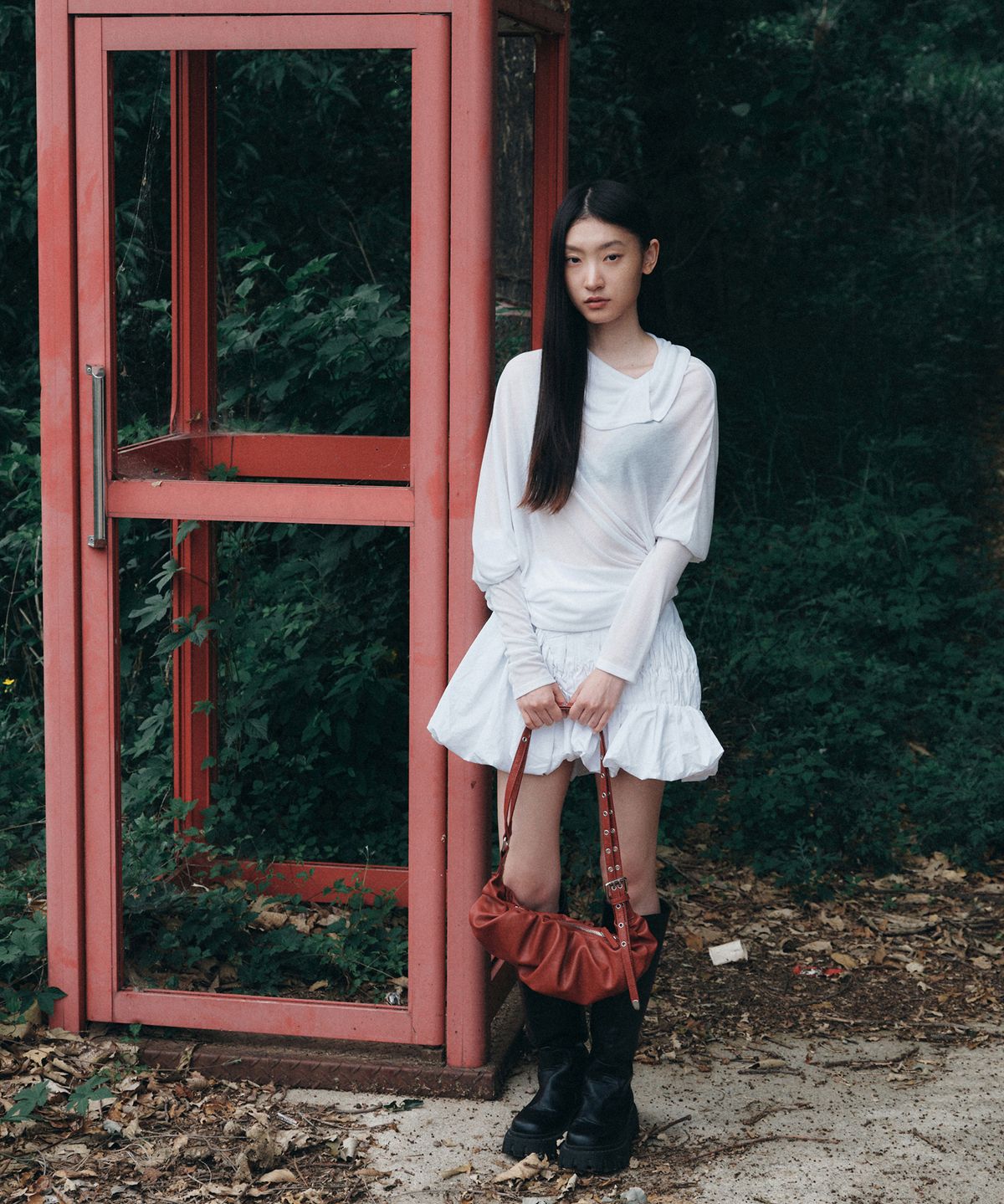 플레어업(FLAREUP) Draped Leather Bag (FL-745_Red)