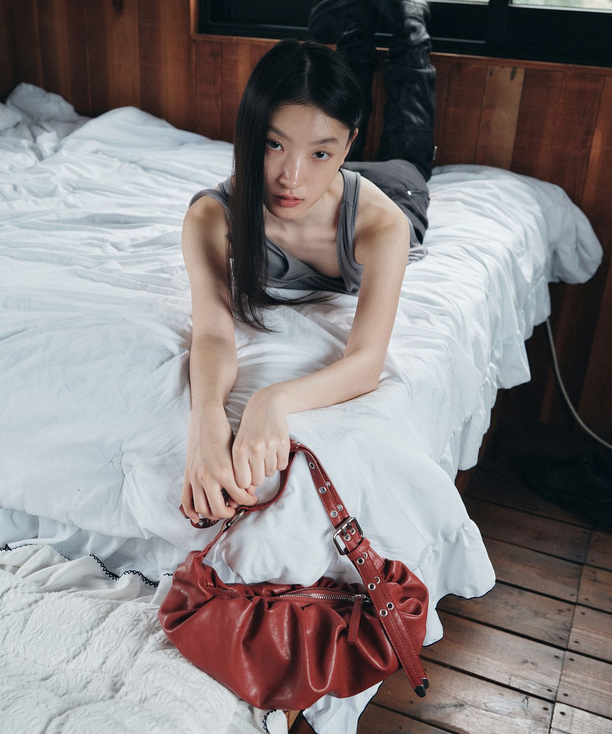 플레어업(FLAREUP) Draped Leather Bag (FL-745_Red)