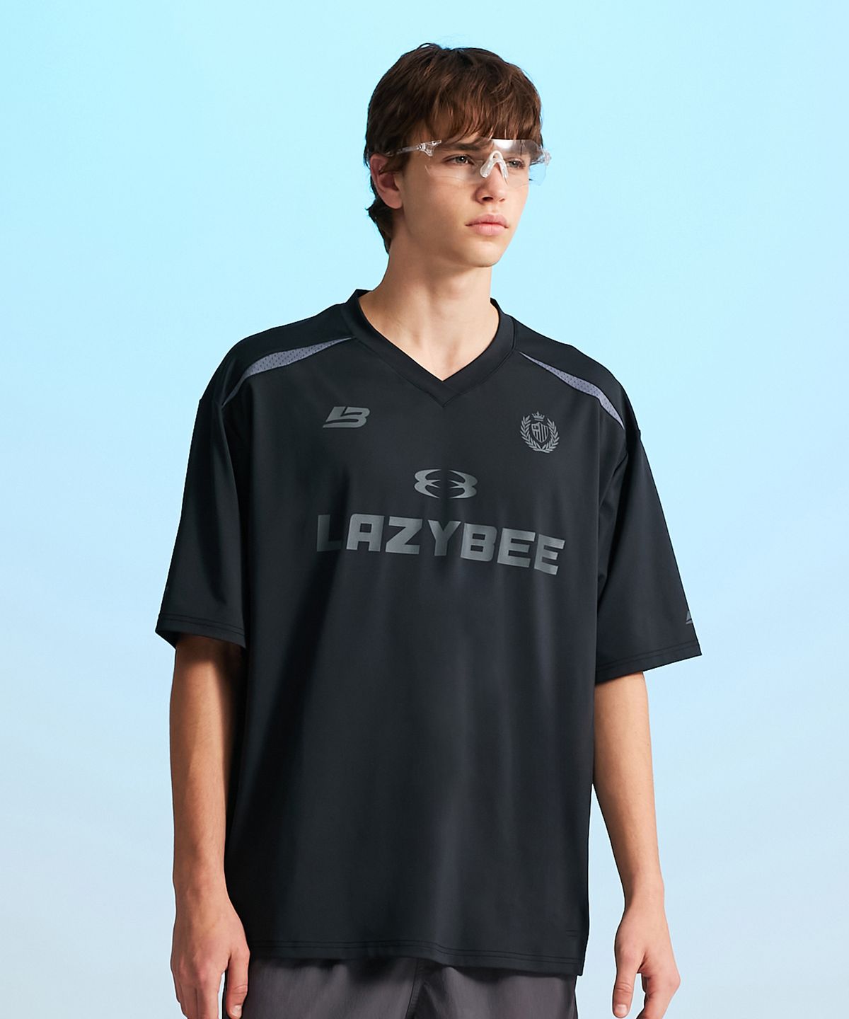 레이지비(LAZYBEE) 하이드로 메쉬 퍼포먼스 오버핏 M 래쉬가드 반팔 져지 블랙2