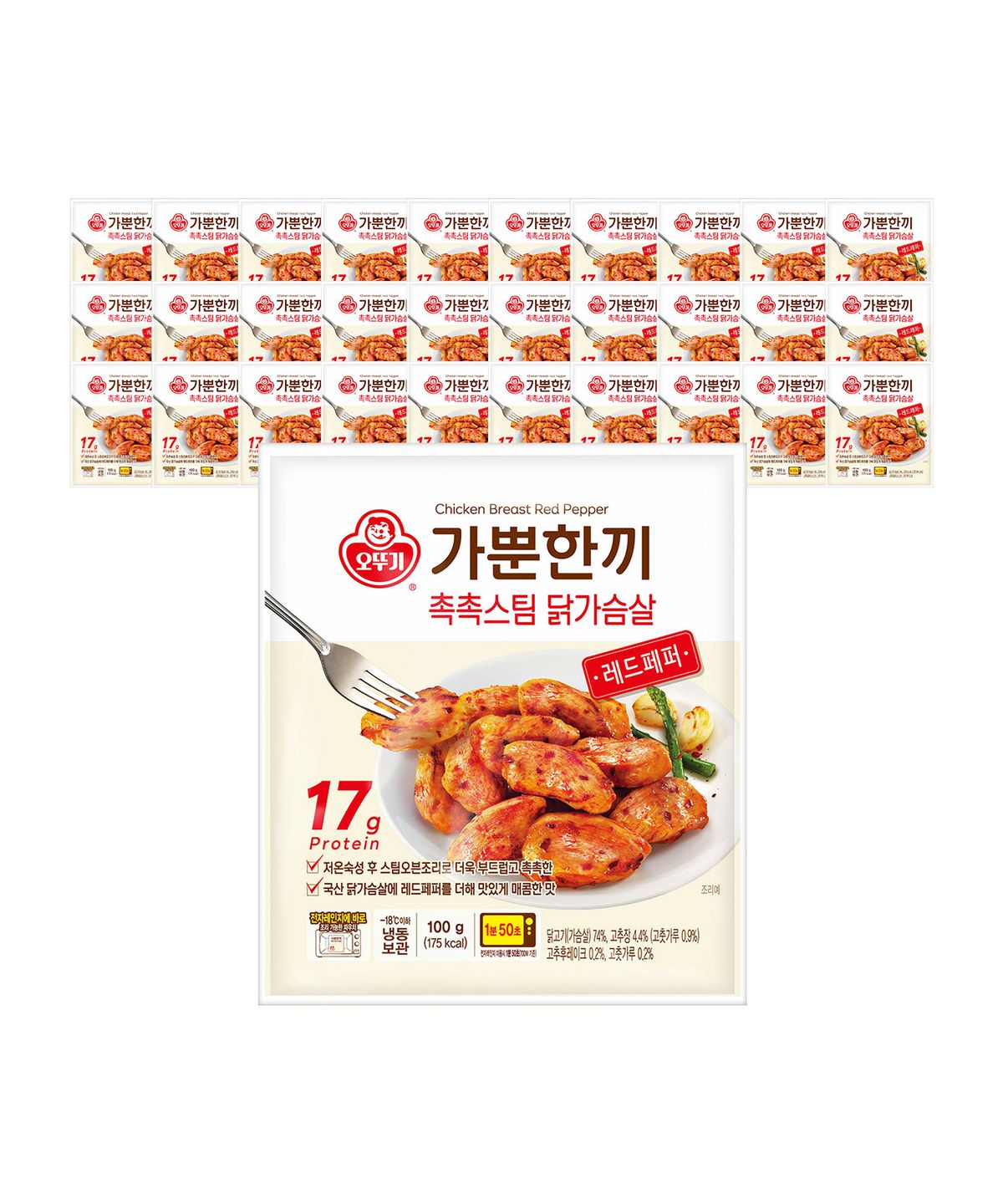 오뚜기(OTOKI) 가뿐한끼 촉촉스팀 닭가슴살 레드페퍼 100g 30개