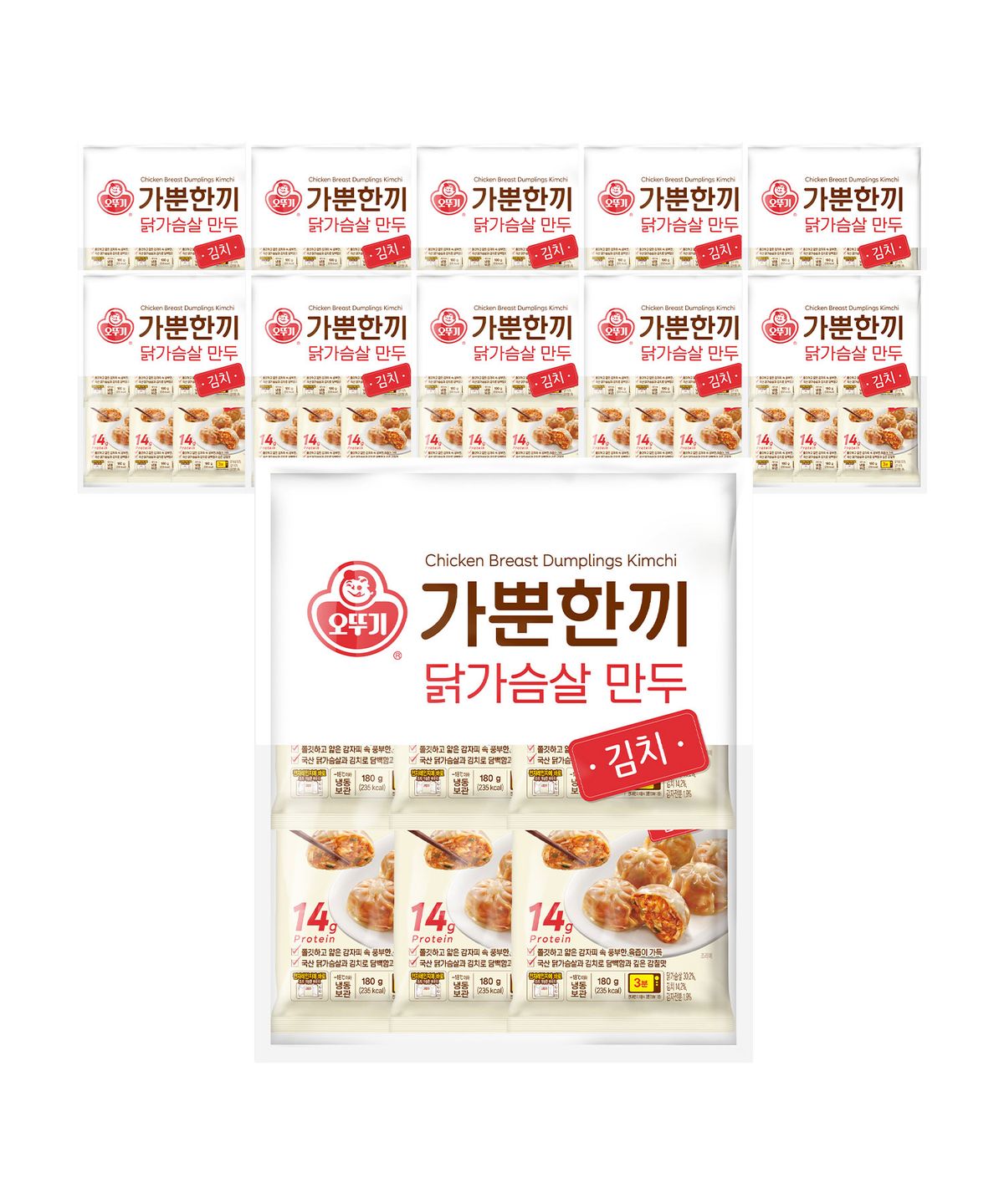 오뚜기(OTOKI) 가뿐한끼 닭가슴살 만두 김치 180g 10개