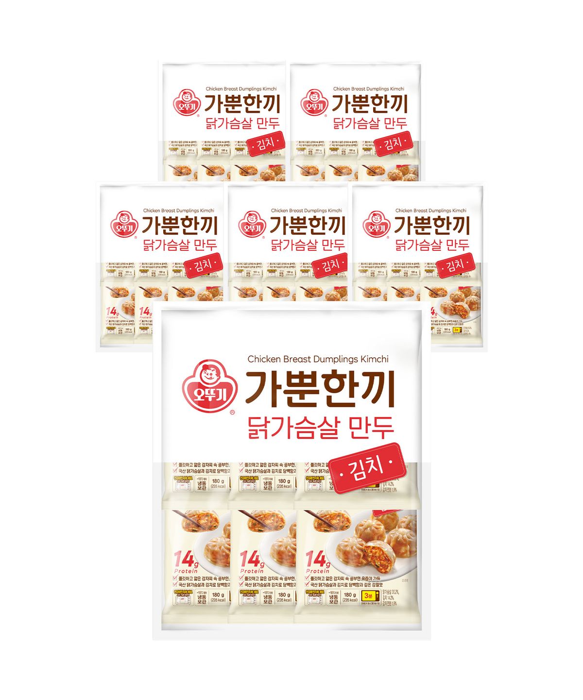 오뚜기(OTOKI) 가뿐한끼 닭가슴살 만두 김치 180g 5개
