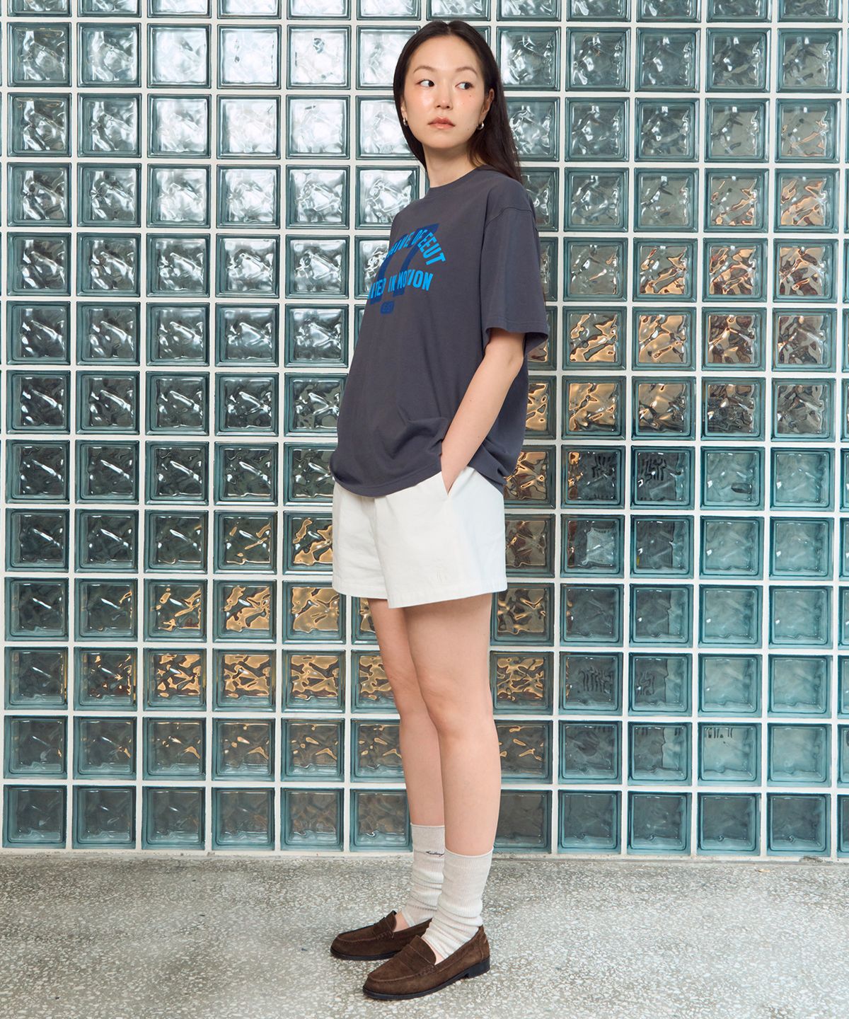 이우트(EEUT) WASHED COTTON BANDING SHORTS / IVORY